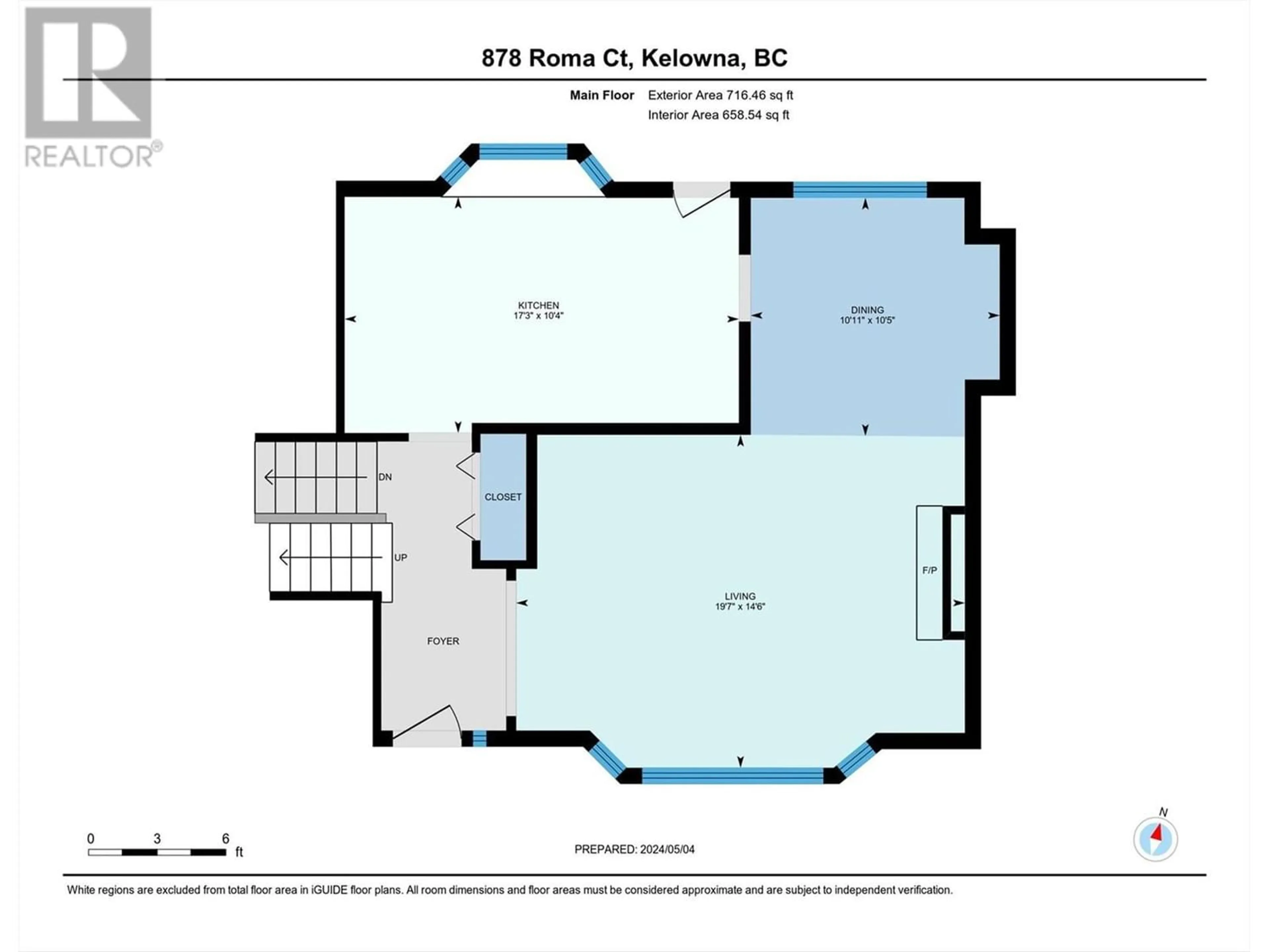Floor plan for 878 Roma Court, Kelowna British Columbia V1W2P6