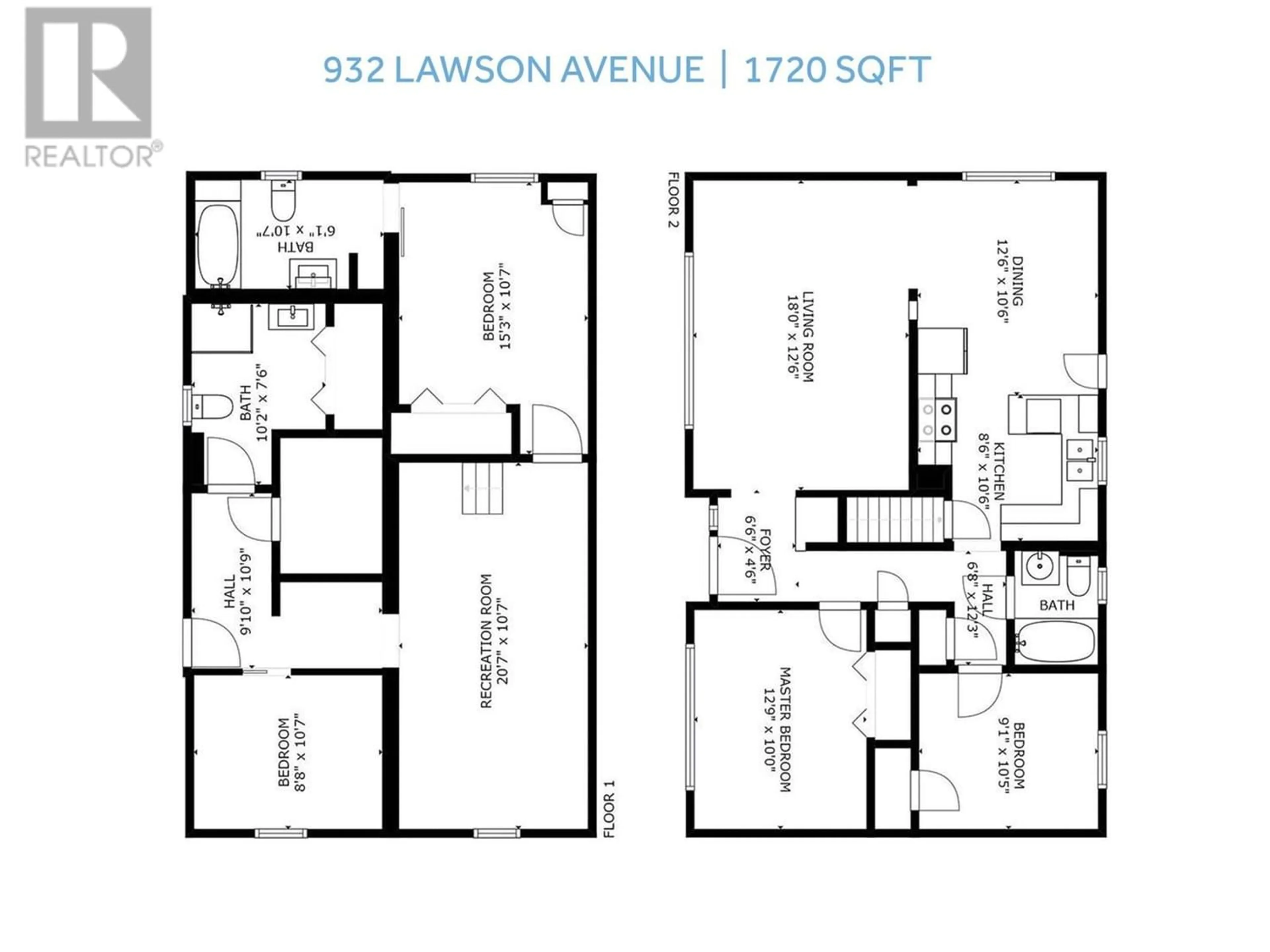 Floor plan for 930-932 Lawson Avenue, Kelowna British Columbia V1Y6T1