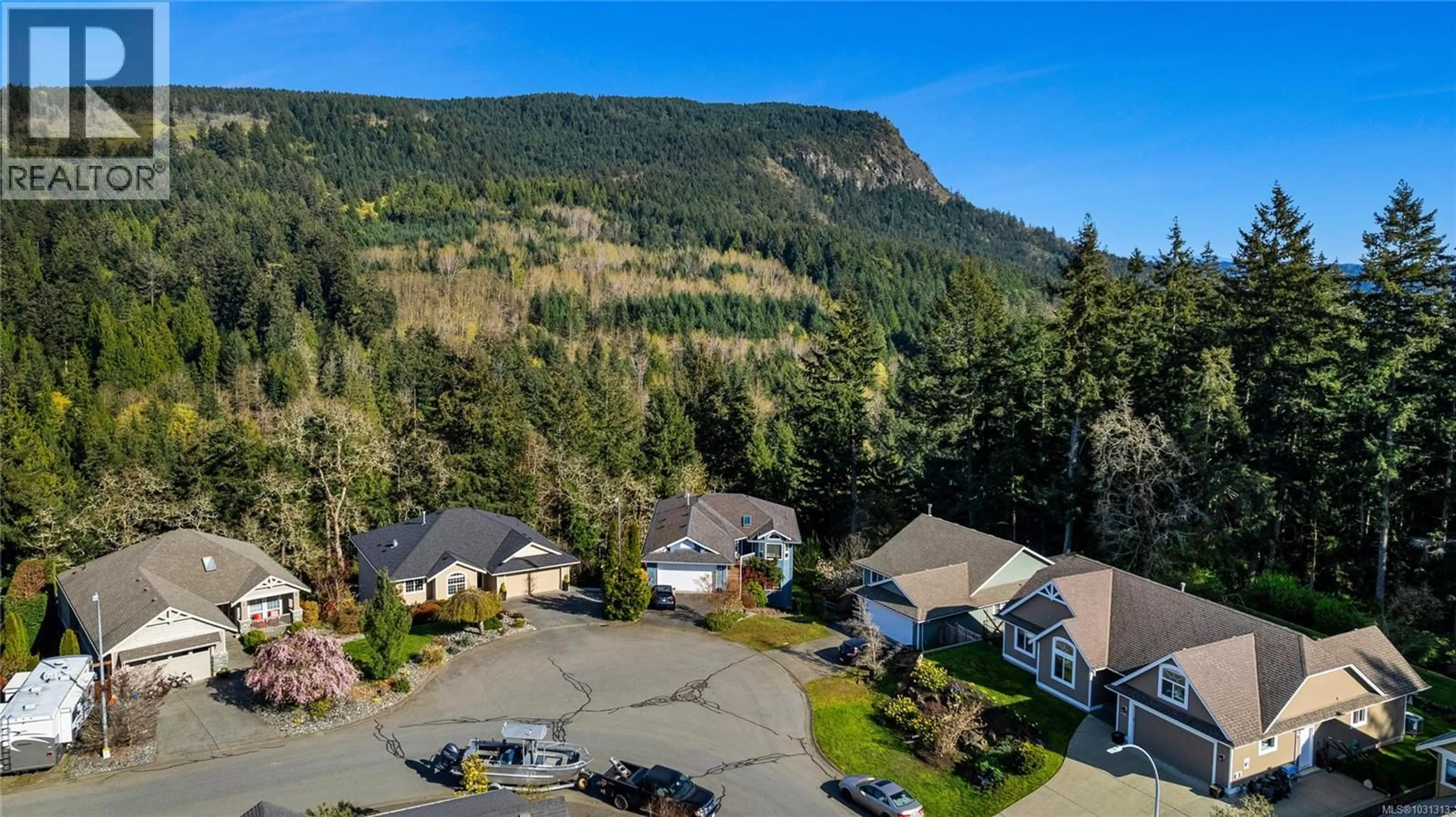 A pic from outside/outdoor area/front of a property/back of a property/a pic from drone, mountain view for 1694 EAGLE VIEW PLACE, Duncan British Columbia V9L6R1