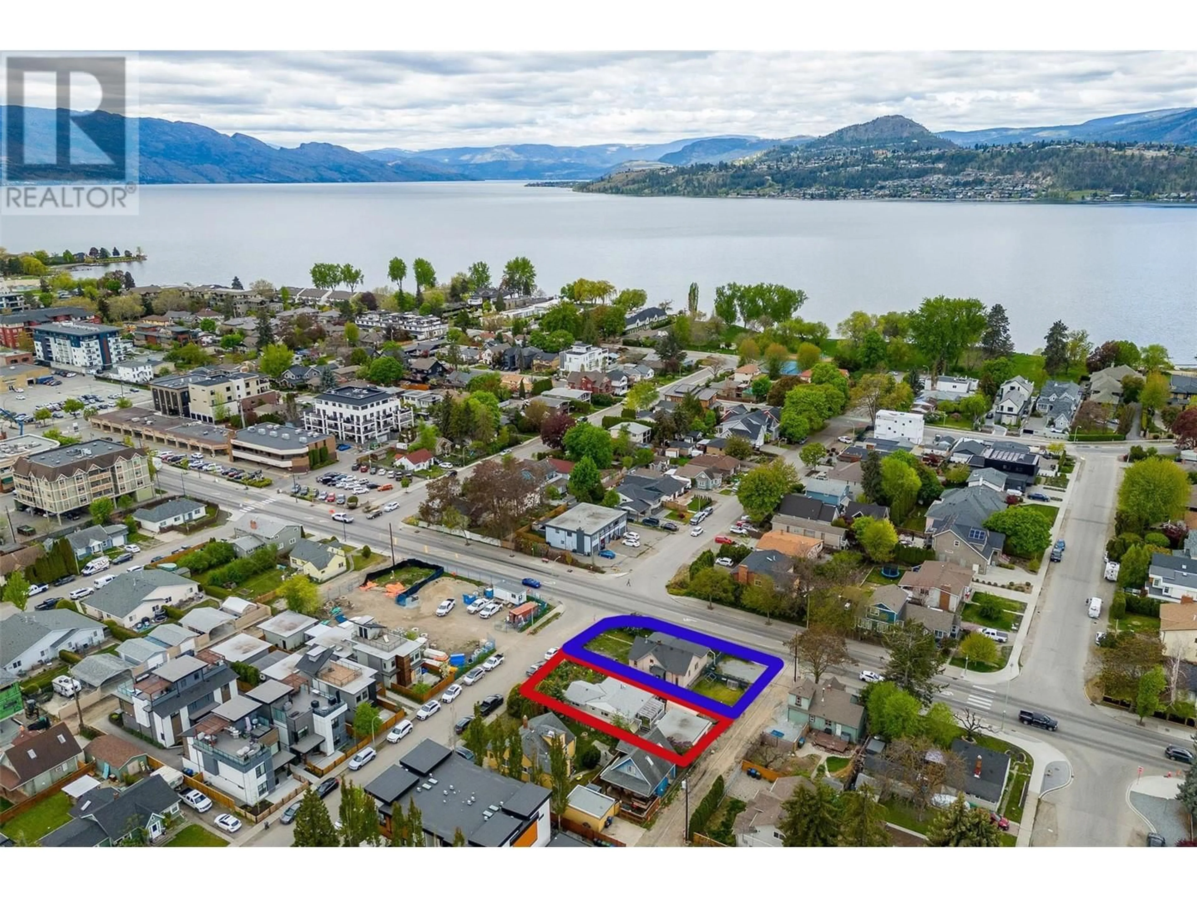 A pic from outside/outdoor area/front of a property/back of a property/a pic from drone, water/lake/river/ocean view for 530 PATTERSON AVENUE, Kelowna British Columbia V1Y5C6