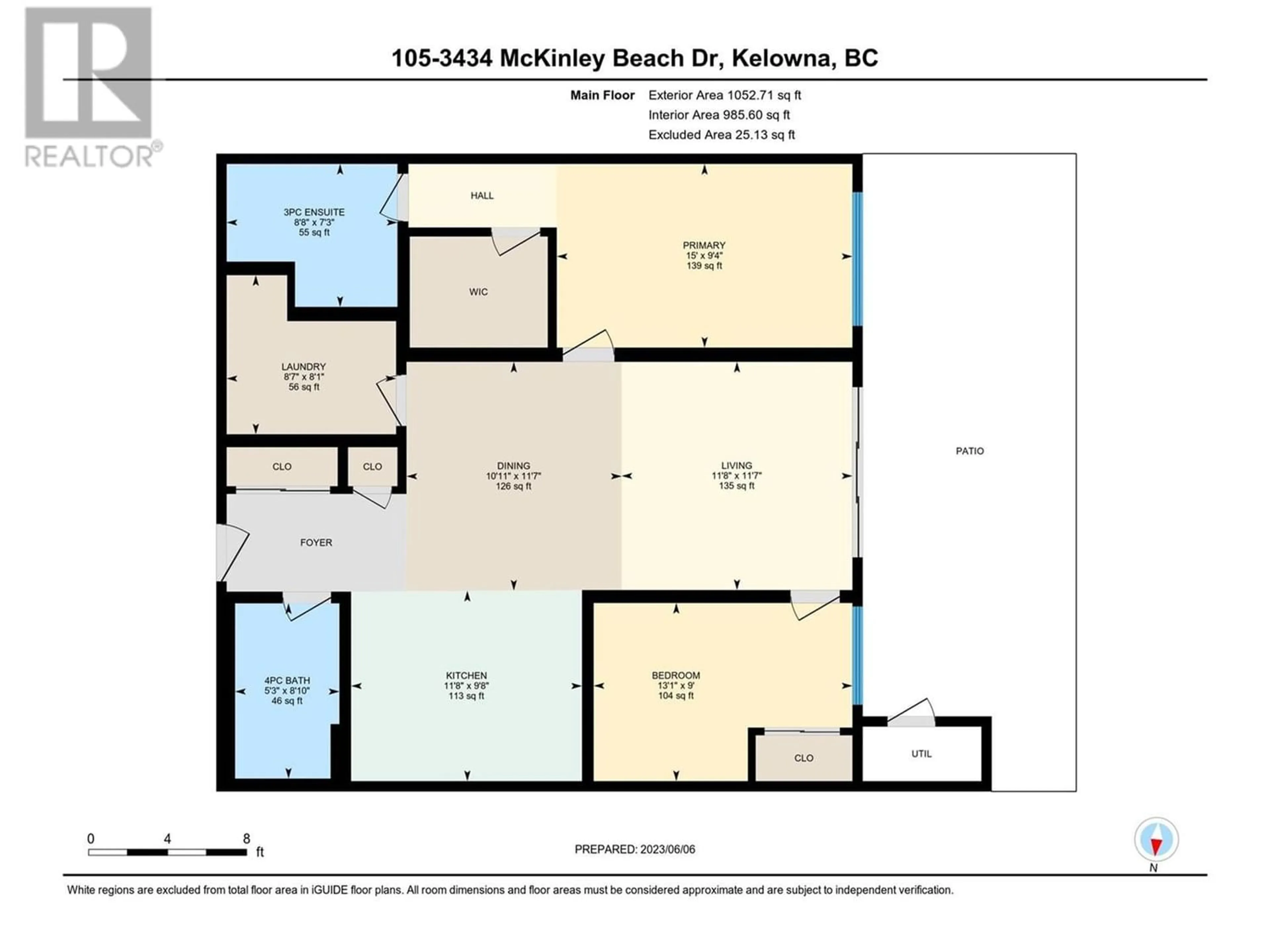 Floor plan for 3434 Mckinley Beach Drive Unit# 105, Kelowna British Columbia V1V0H3