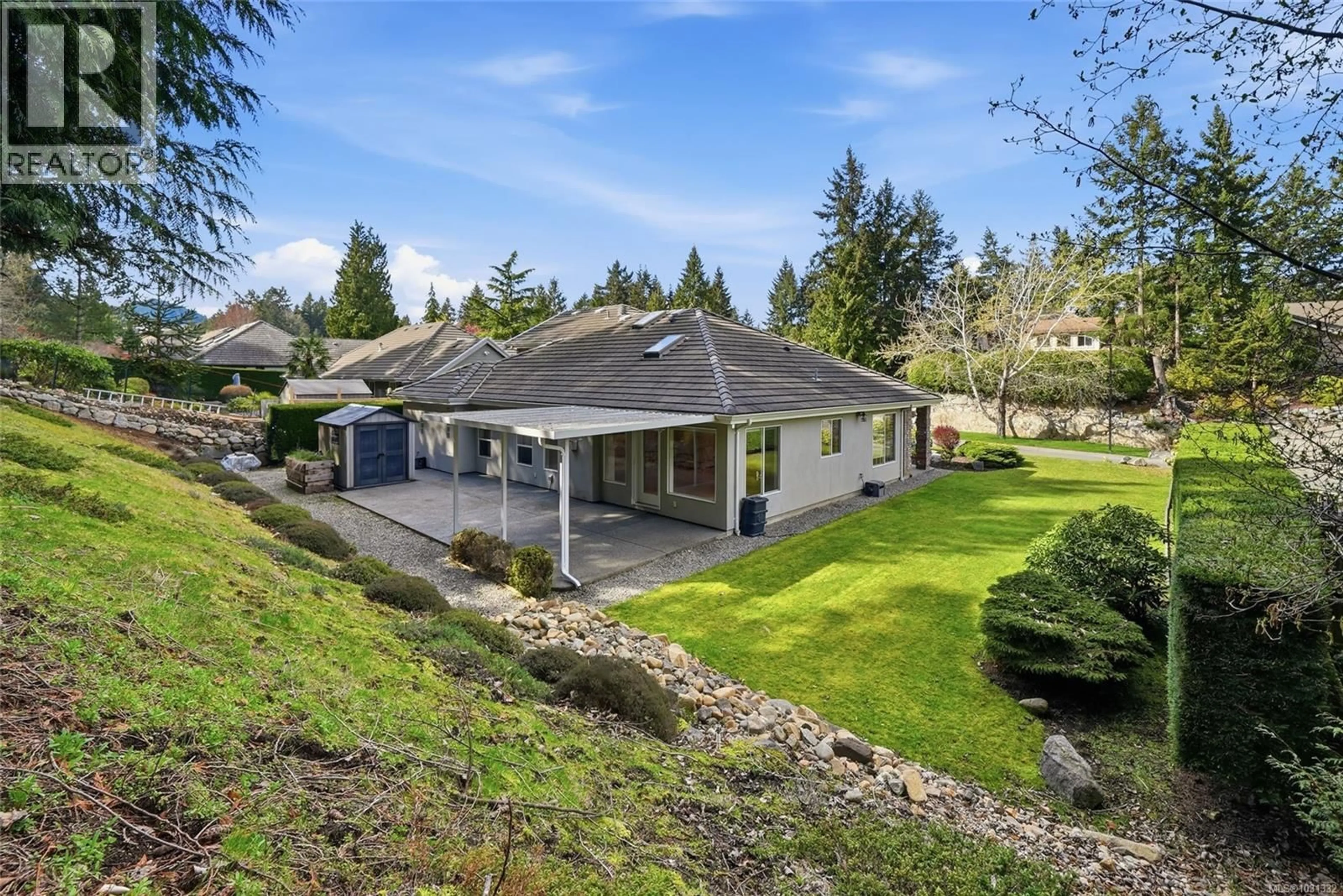 A pic from outside/outdoor area/front of a property/back of a property/a pic from drone, water/lake/river/ocean view for 2470 ANDOVER ROAD, Nanoose Bay British Columbia V9P9K5