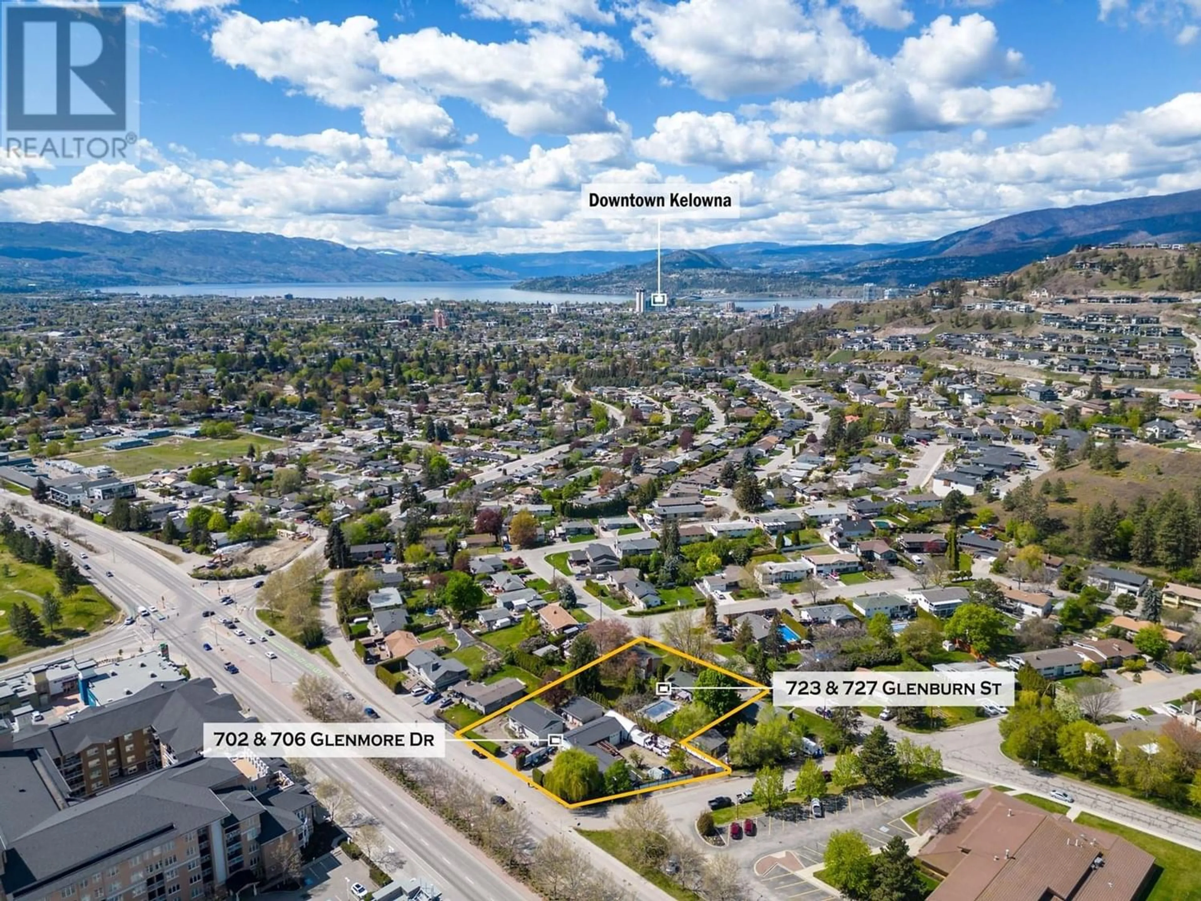 Frontside or backside of a home, the street view for 702 Glenmore Drive, Kelowna British Columbia V1Y4N8