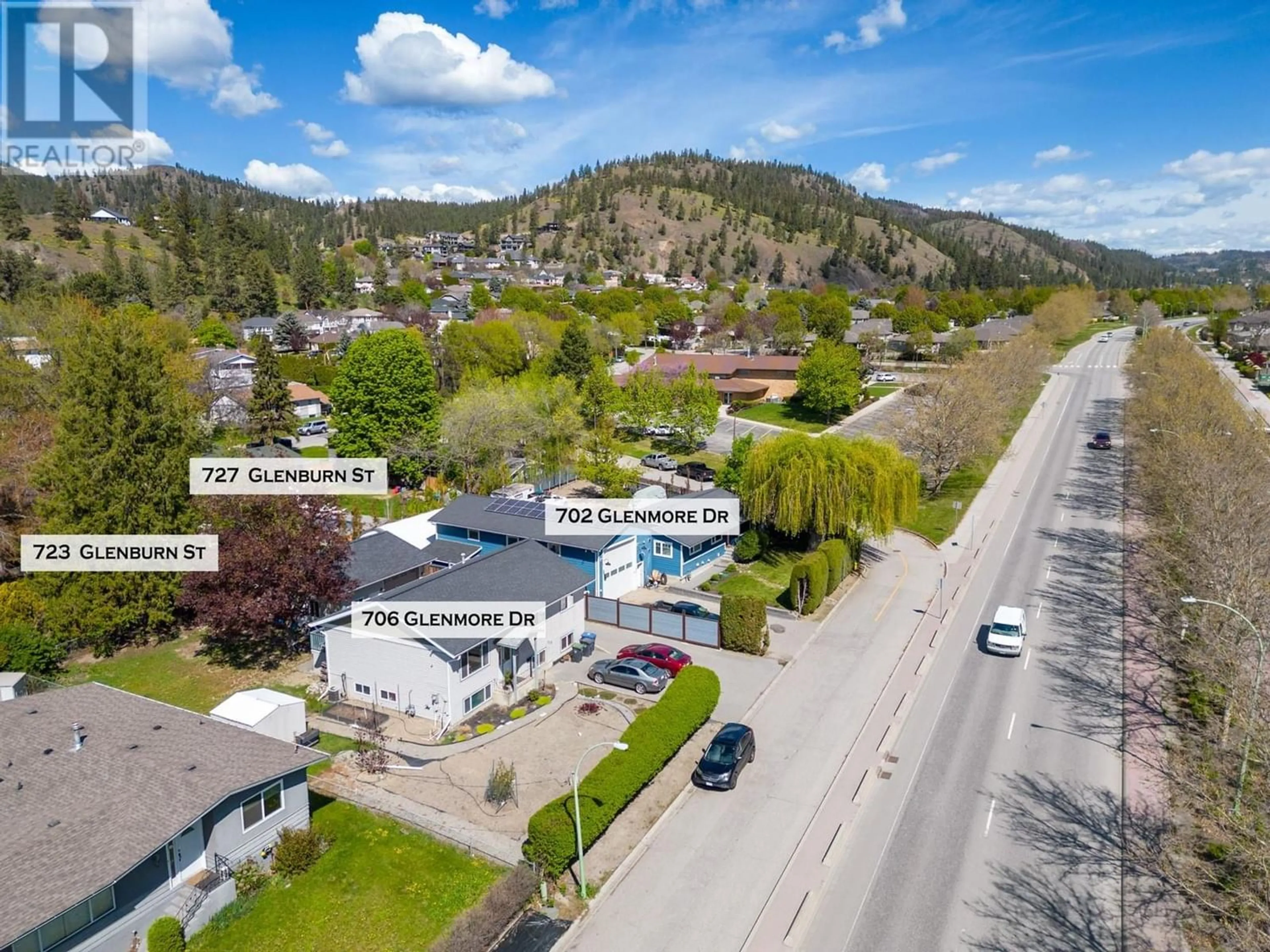 A pic from exterior of the house or condo, the street view for 702 Glenmore Drive, Kelowna British Columbia V1Y4N8