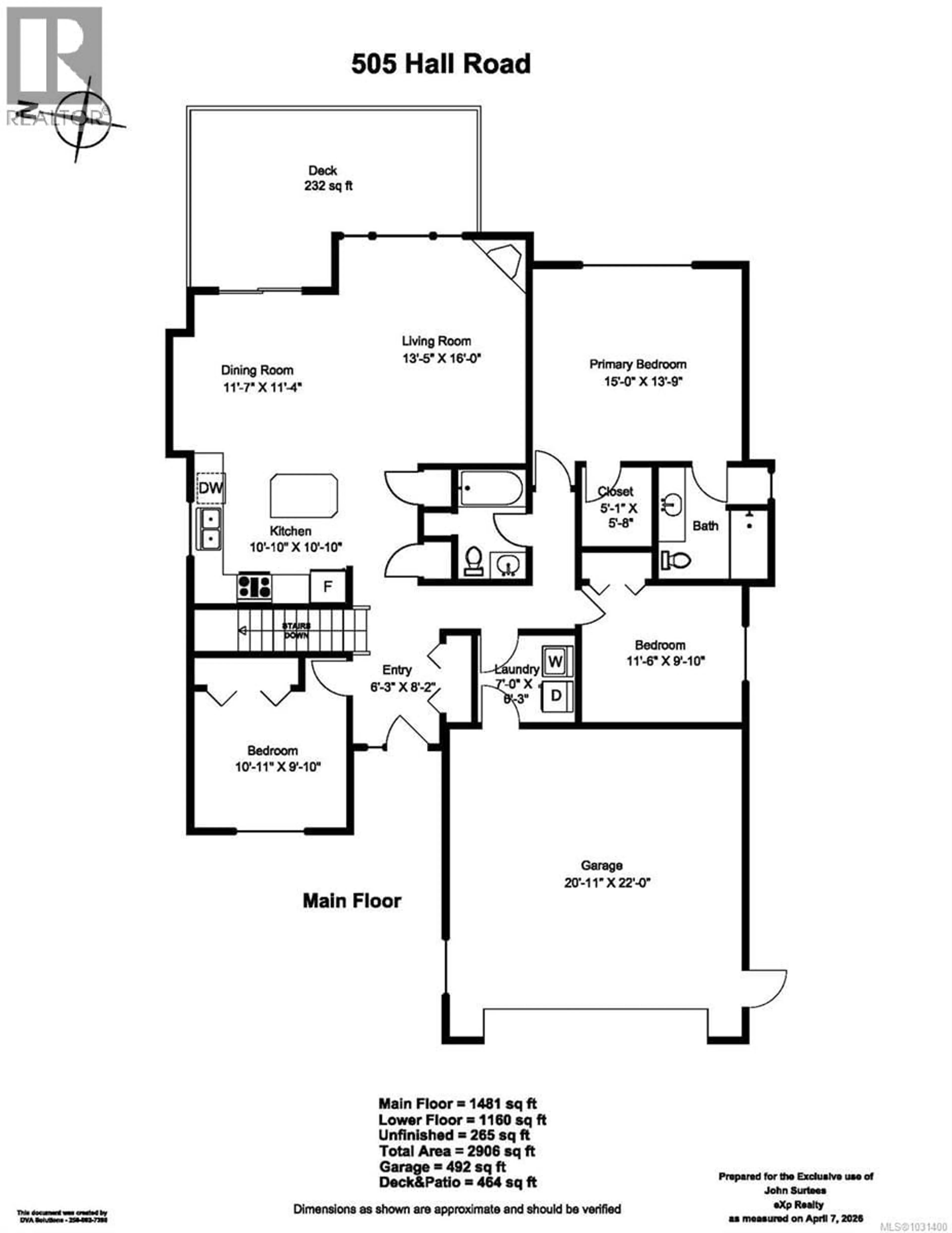 Floor plan for 505 HALL ROAD, Ladysmith British Columbia V9G1V9