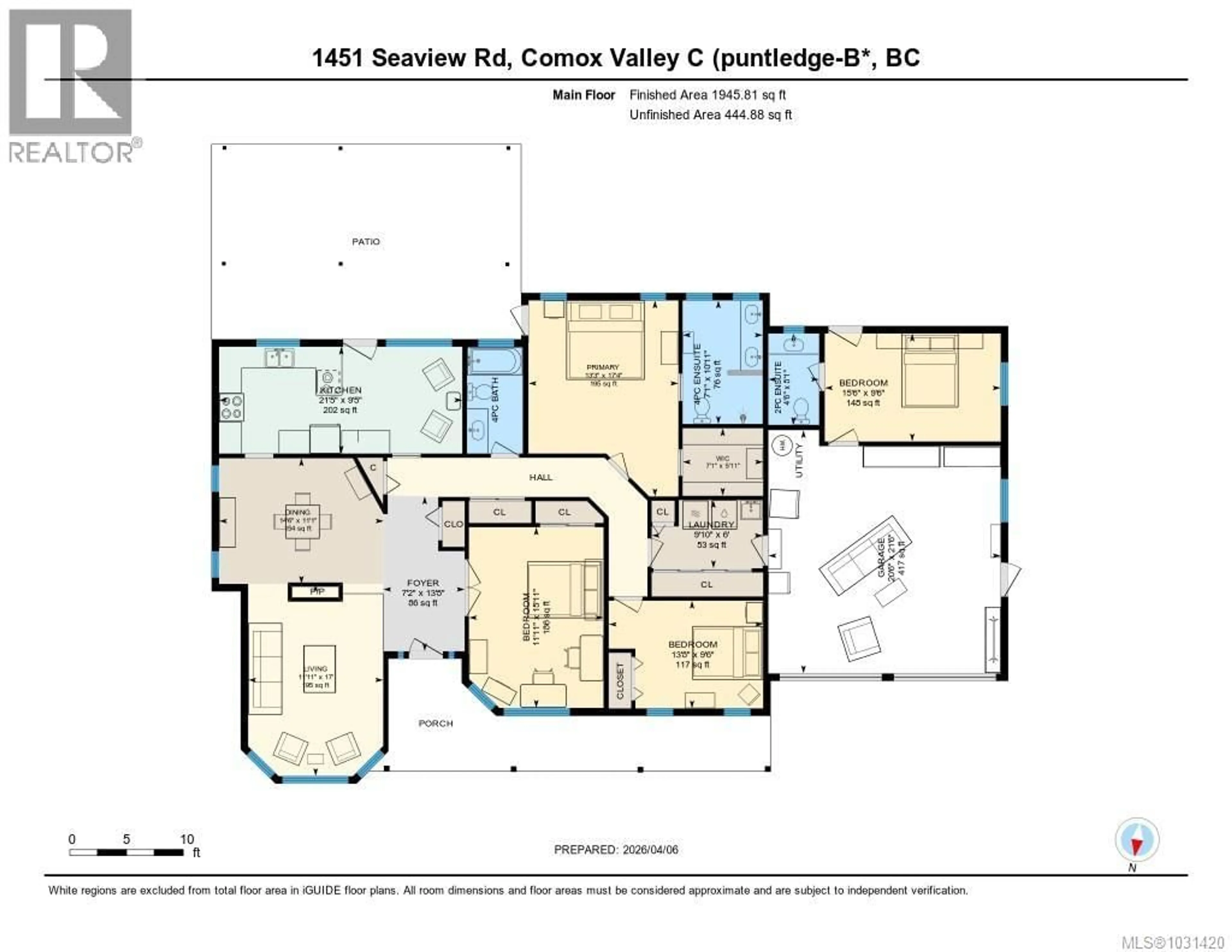 Floor plan for 1451 SEAVIEW ROAD, Black Creek British Columbia V9J1J7