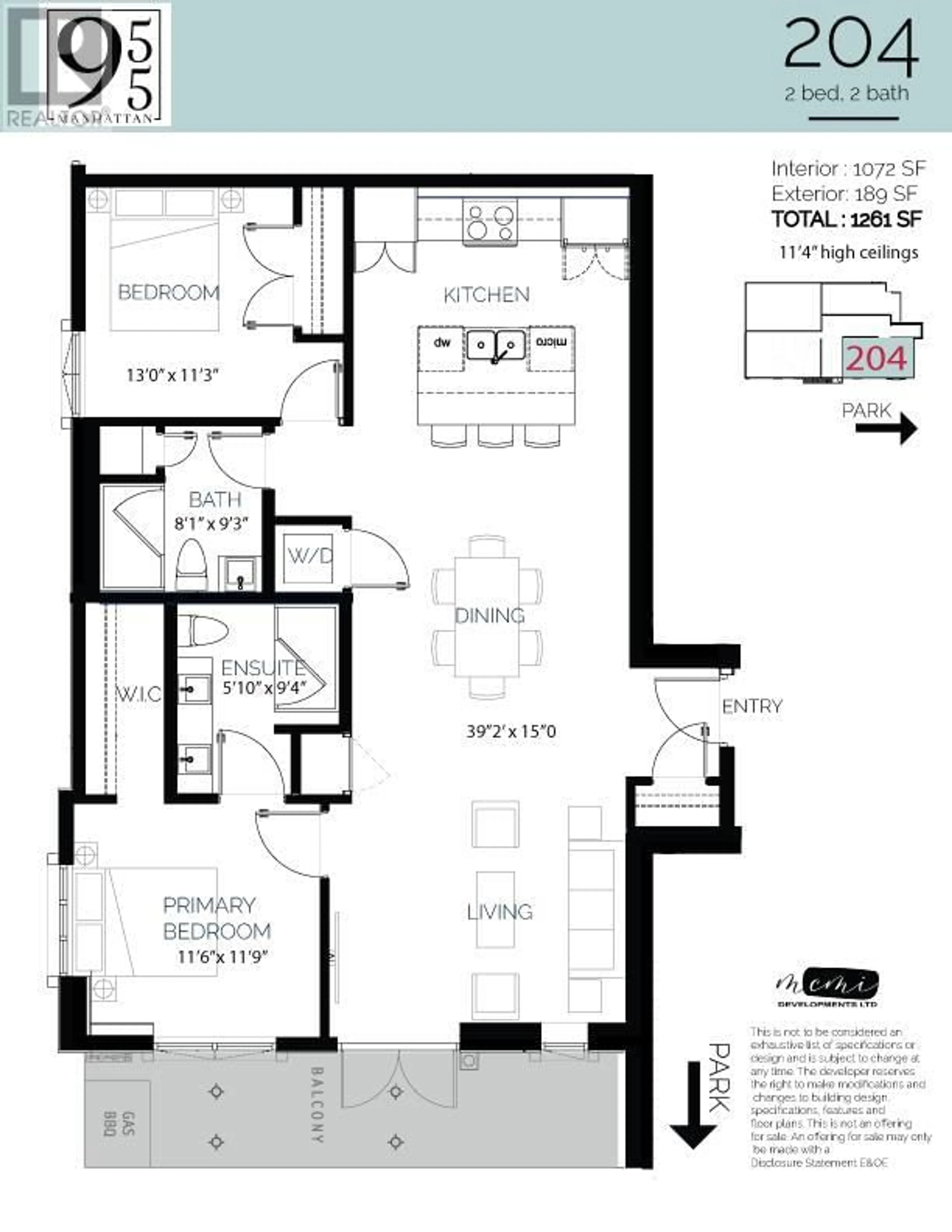 Floor plan for 955 Manhattan Drive Unit# 204, Kelowna British Columbia V1Y1H7
