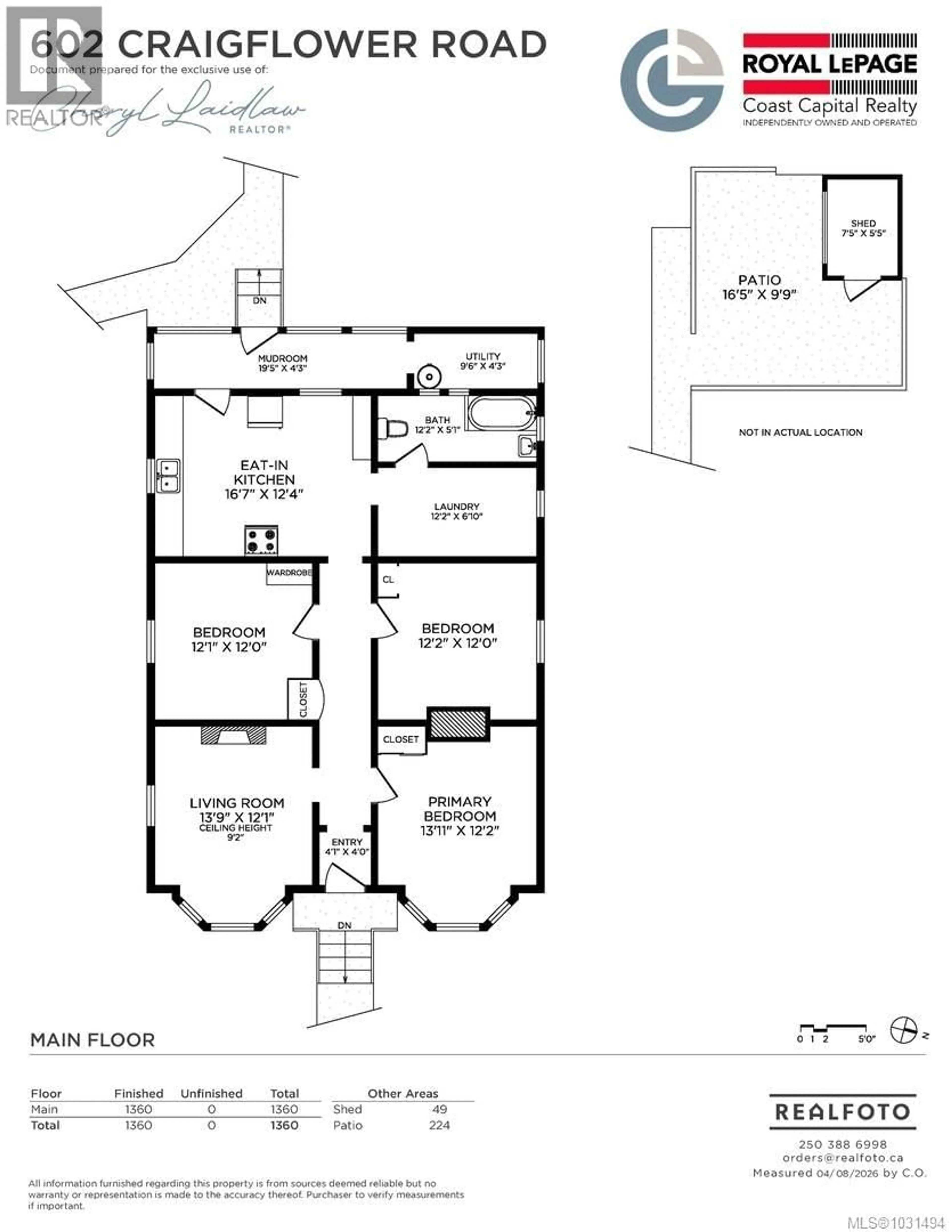 Floor plan for 602 CRAIGFLOWER ROAD, Victoria British Columbia V9A2W2