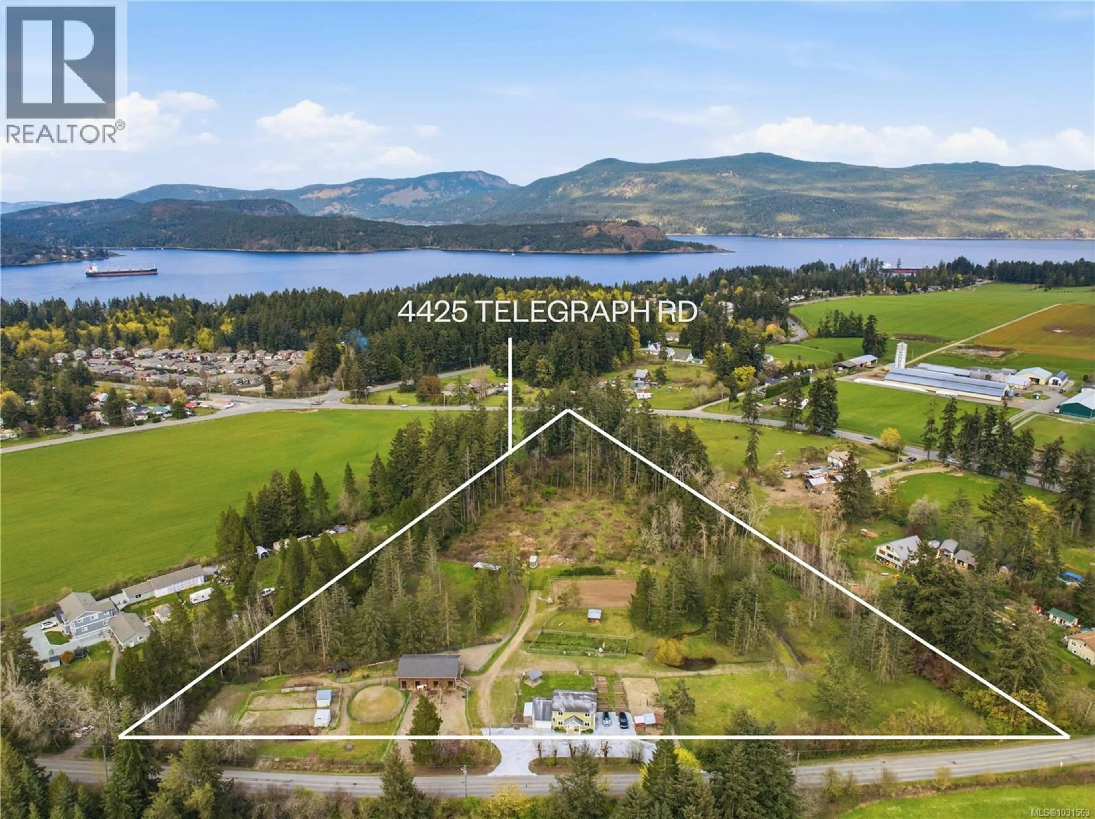A pic from outside/outdoor area/front of a property/back of a property/a pic from drone, water/lake/river/ocean view for 4425 TELEGRAPH ROAD, Cobble Hill British Columbia V0R1N2