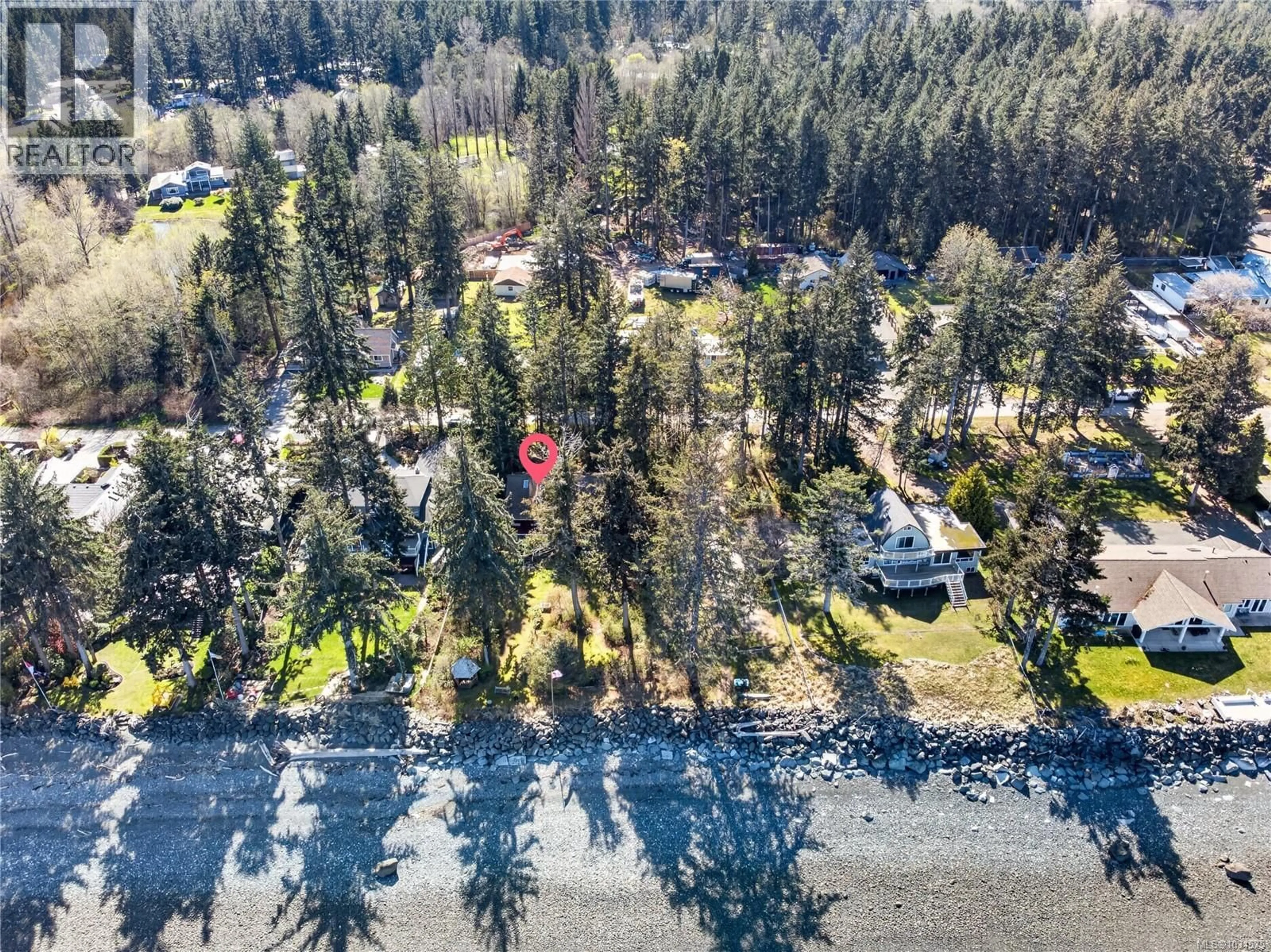 A pic from outside/outdoor area/front of a property/back of a property/a pic from drone, water/lake/river/ocean view for 4394 LANGTON ROAD, Campbell River British Columbia V9W2C9