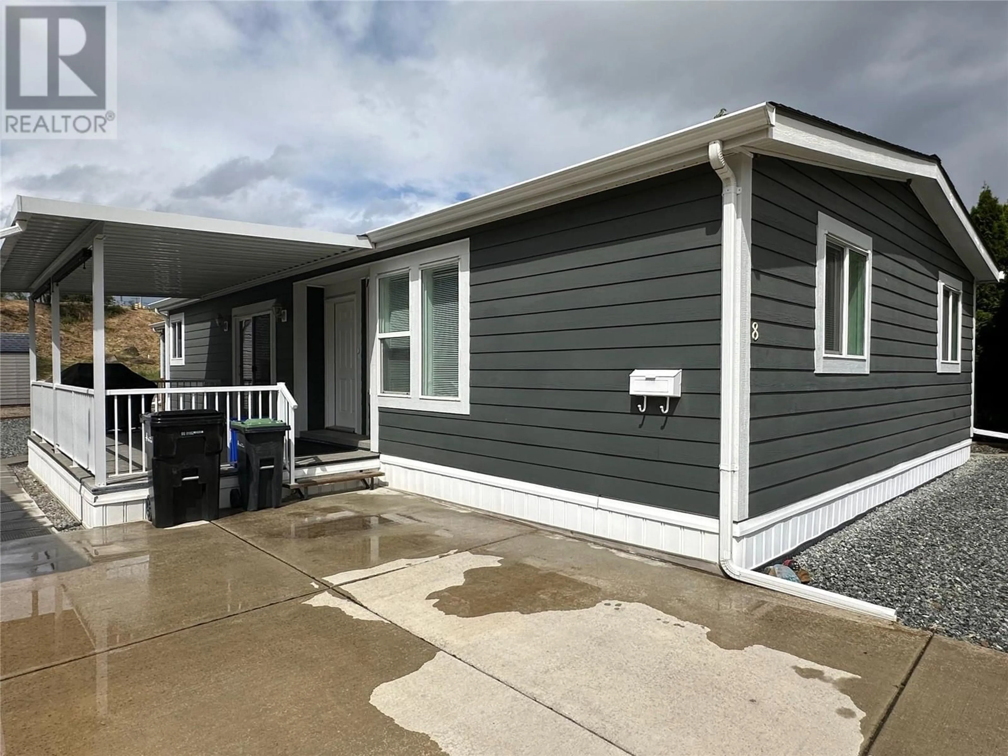 Home with vinyl exterior material, street for 8 - 4701 PLEASANT VALLEY DRIVE ROAD, Vernon British Columbia V1T4M7