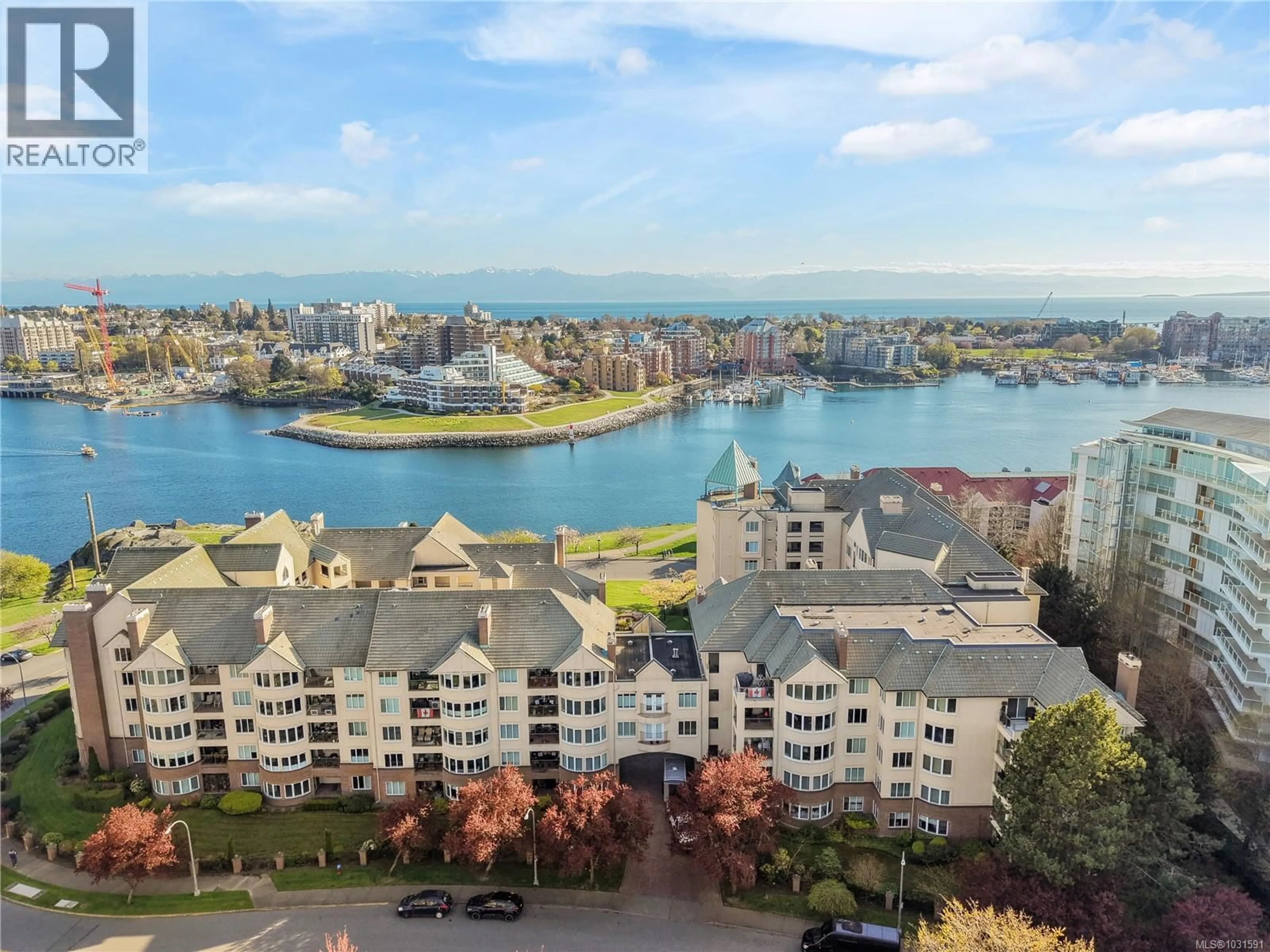 A pic from outside/outdoor area/front of a property/back of a property/a pic from drone, water/lake/river/ocean view for 409 - 50 SONGHEES ROAD, Victoria British Columbia V9A7J4