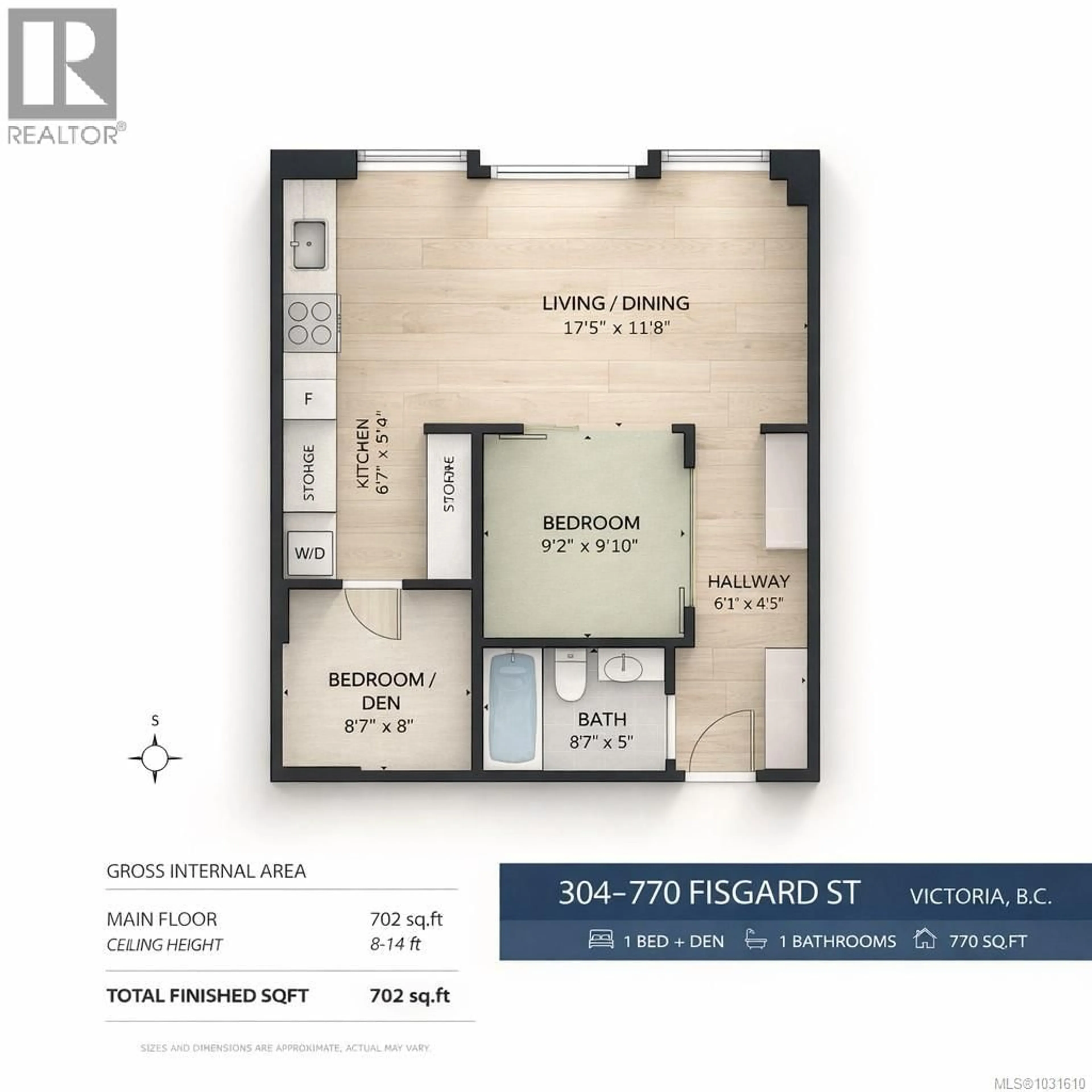 Floor plan for 304 - 770 FISGARD STREET, Victoria British Columbia V8W0B8