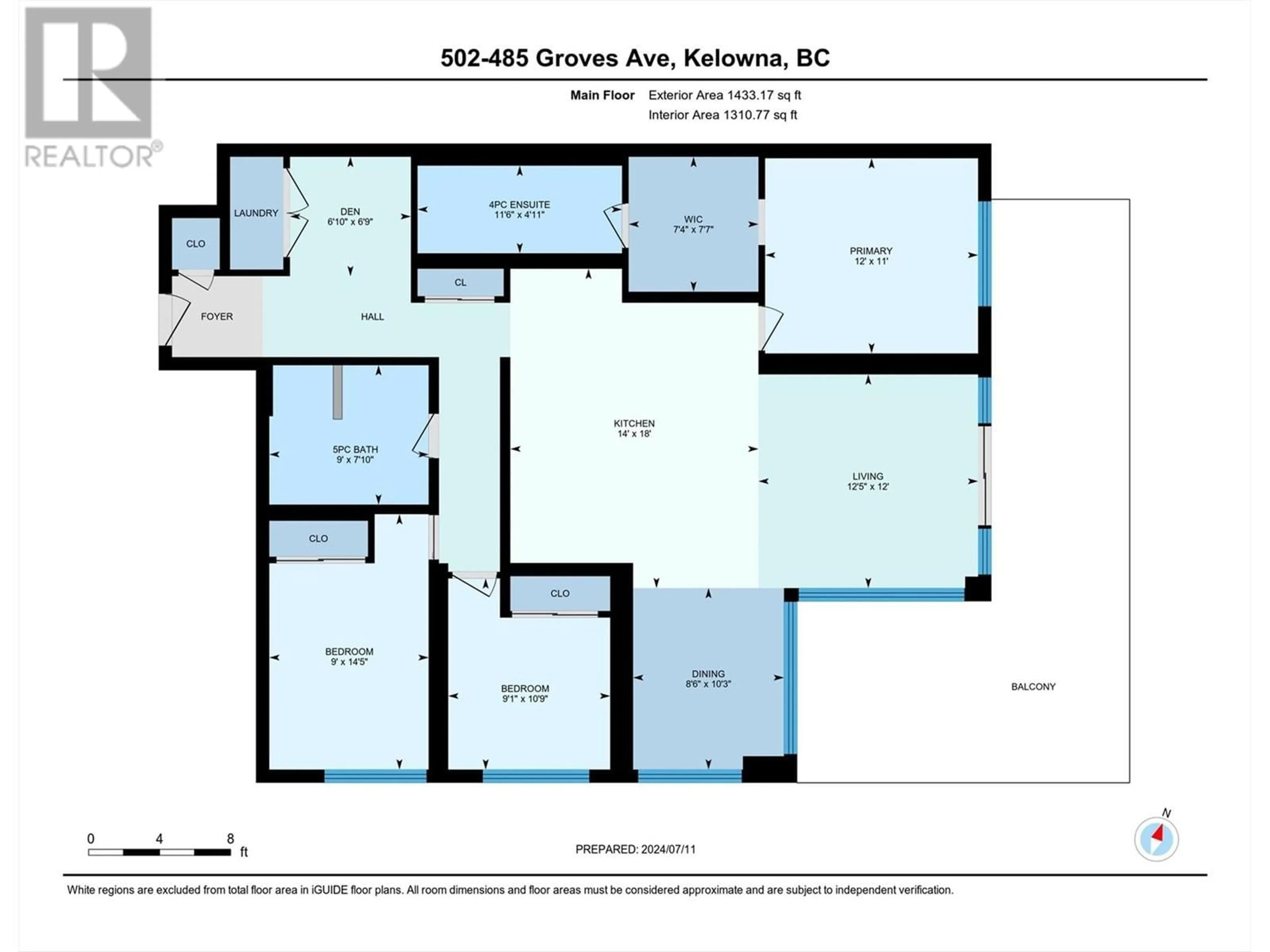 Floor plan for 485 Groves Avenue Unit# 502, Kelowna British Columbia V1Y4Y6