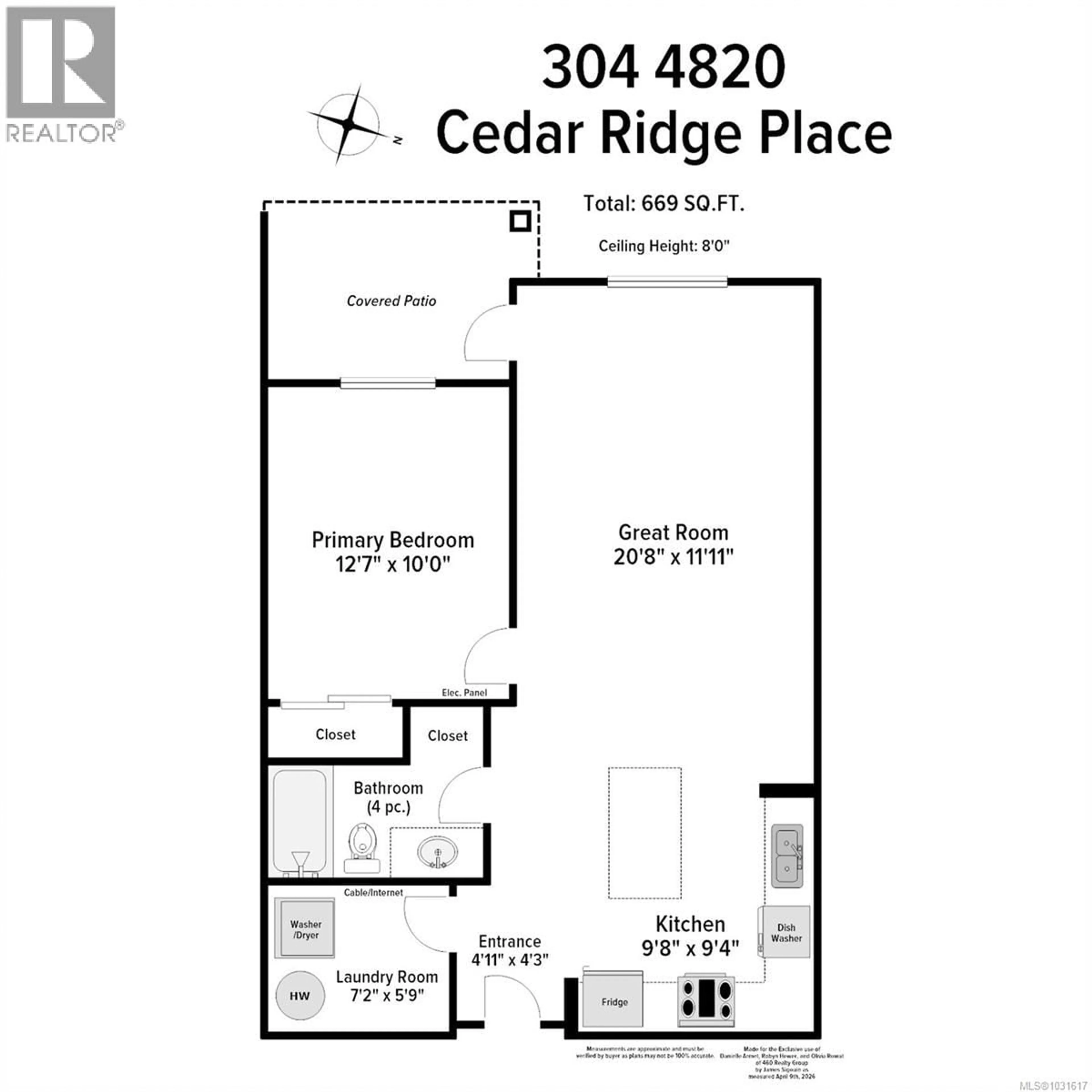 Floor plan for 304 - 4820 CEDAR RIDGE PLACE, Nanaimo British Columbia V9T0M7