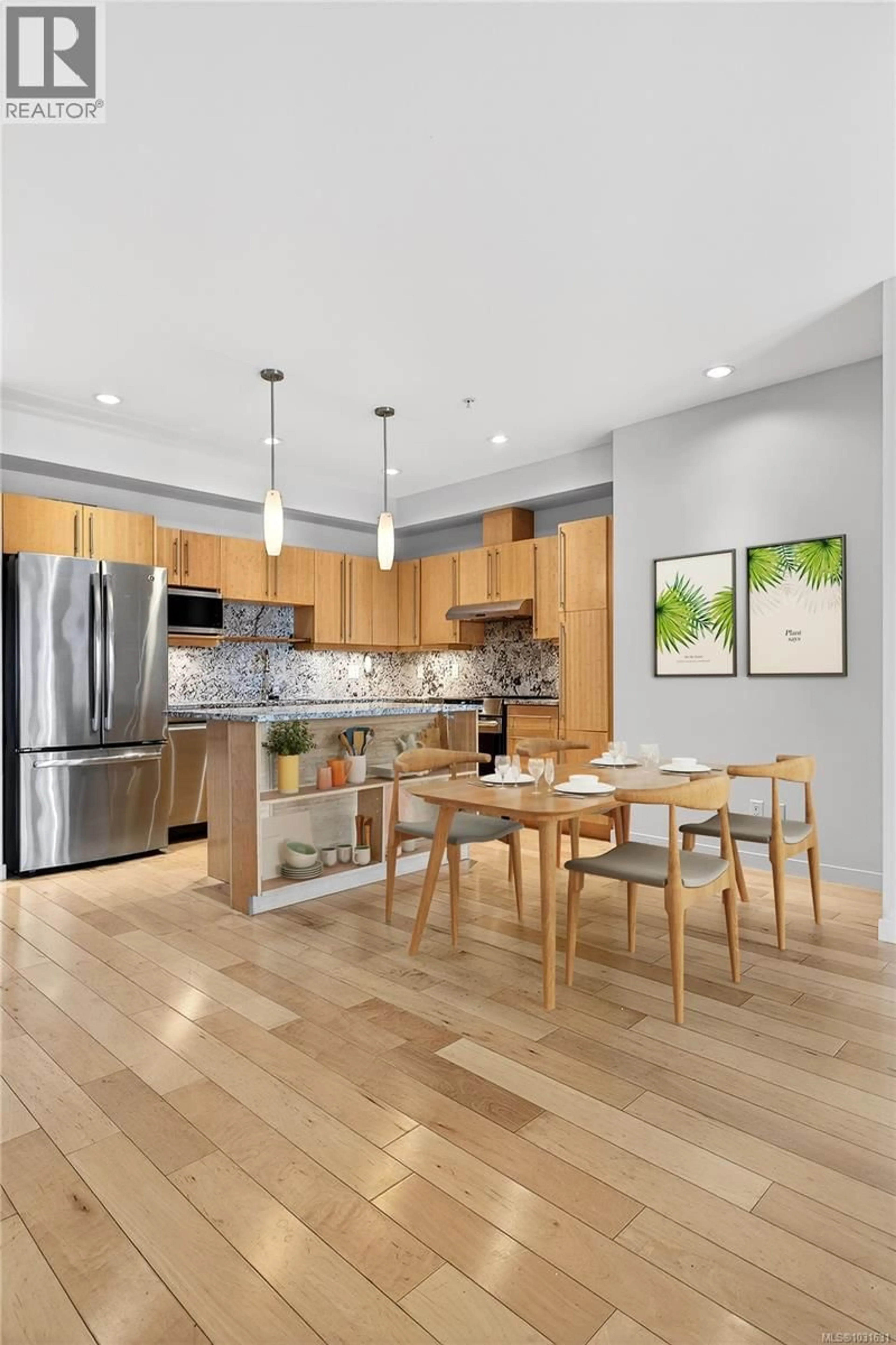 Open concept kitchen, wood/laminate floor for 202 - 6591 LINCROFT ROAD, Sooke British Columbia V9Z1M2