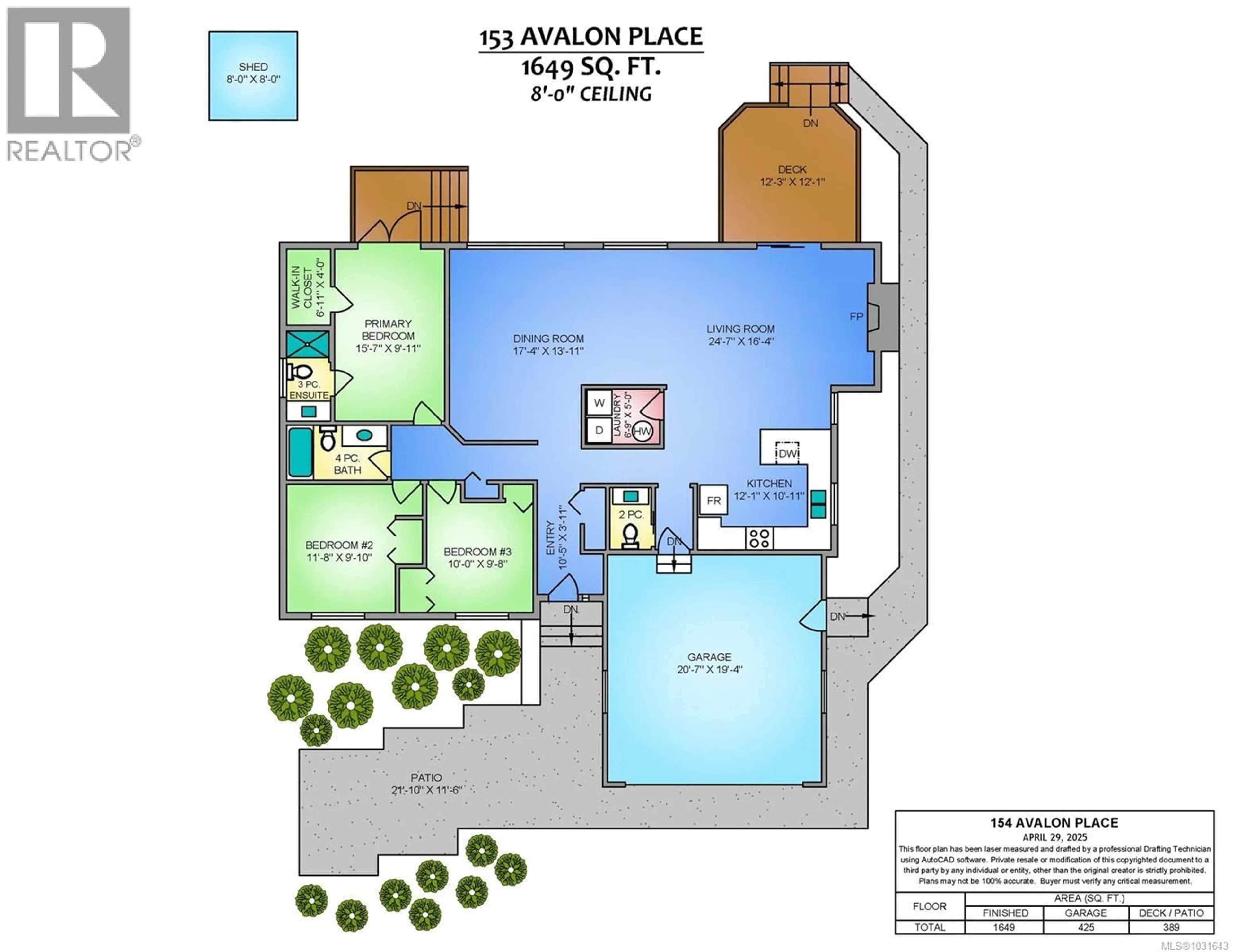 Floor plan for 154 AVALON PLACE, Nanaimo British Columbia V9V1G3