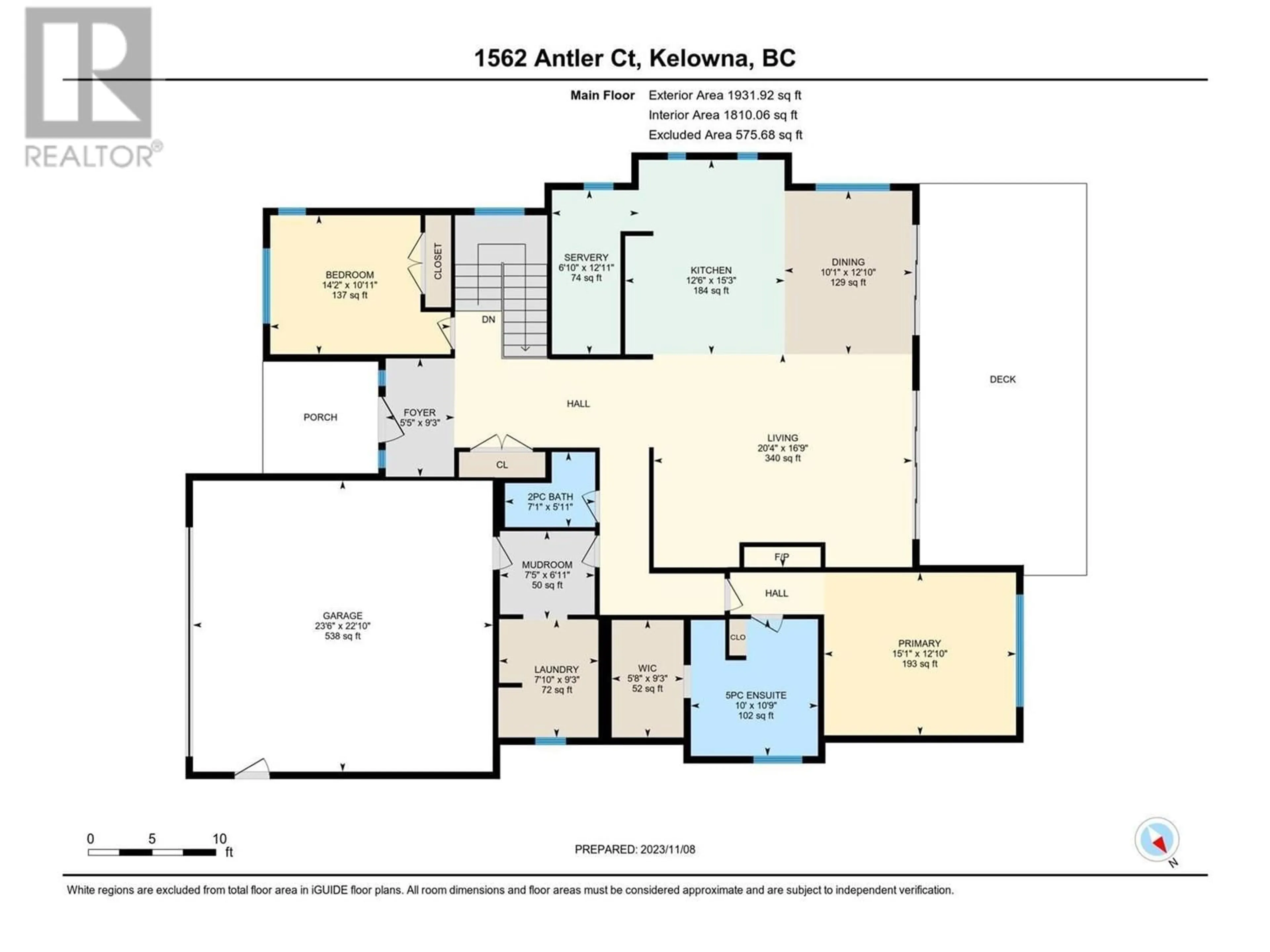 Floor plan for 1562 Antler Court, Kelowna British Columbia V1W5N9