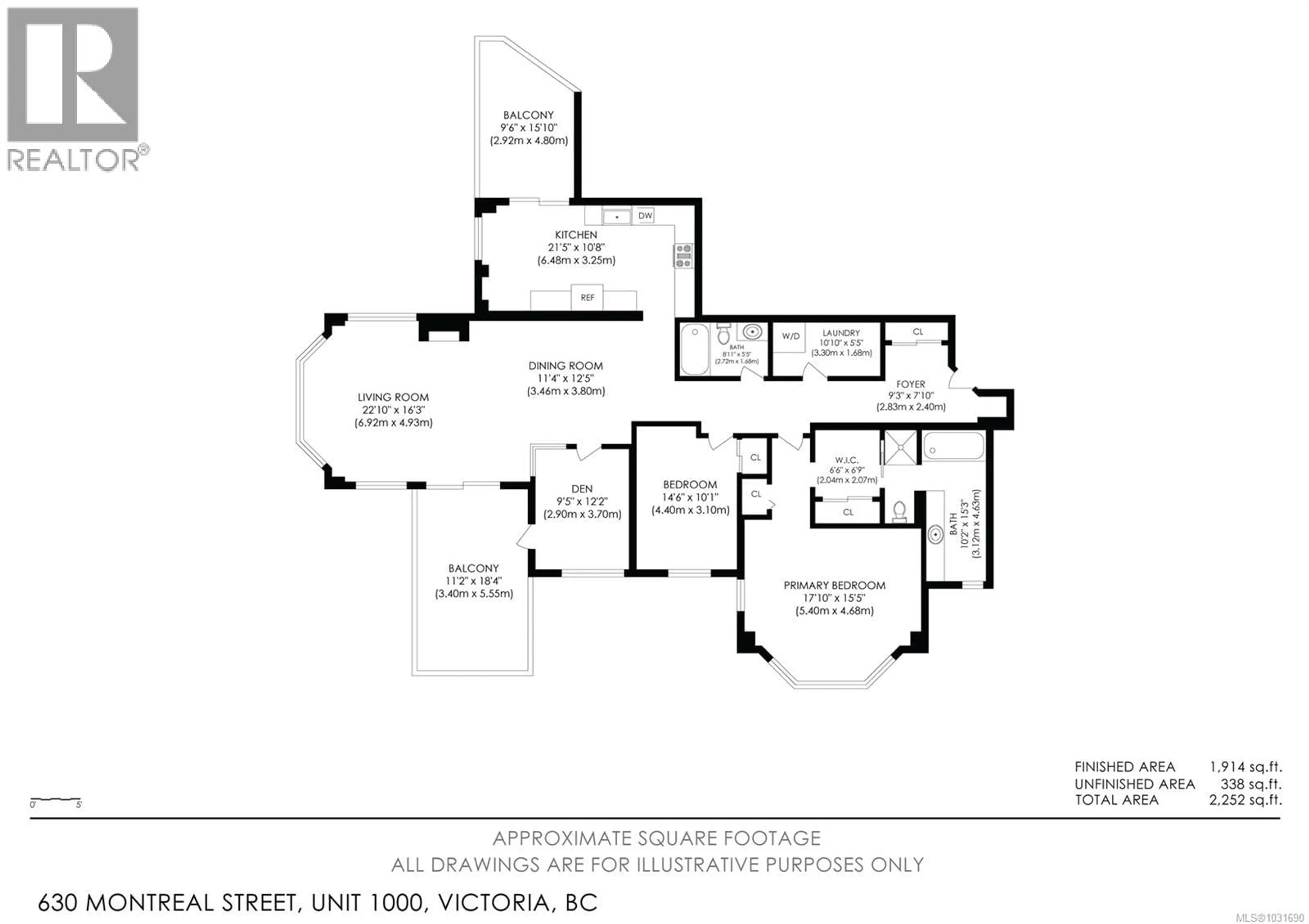 Floor plan for 1000 - 630 MONTREAL STREET, Victoria British Columbia V8V4Y2