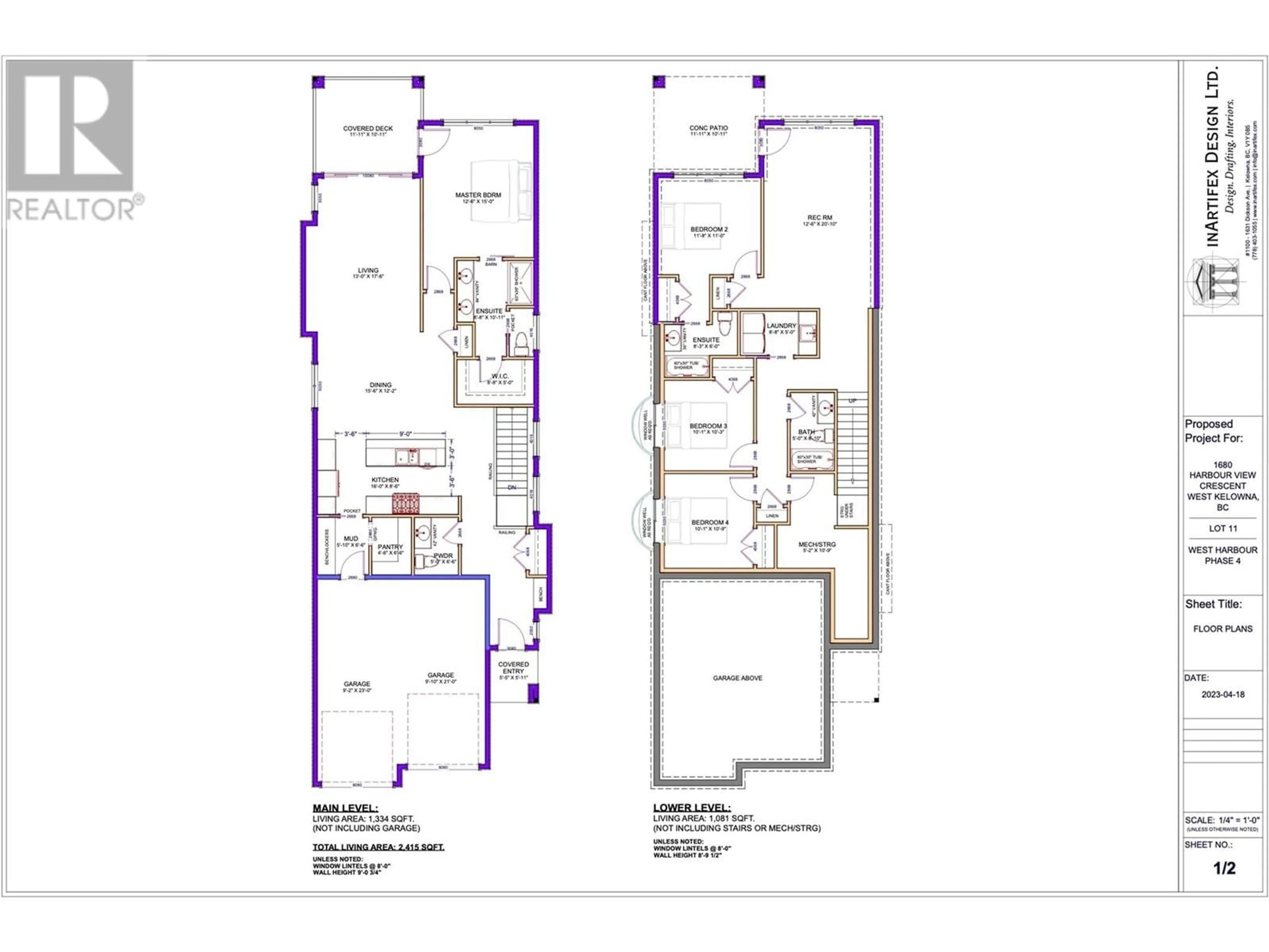 Floor plan for 1680 Harbour View Crescent Lot# Lot 871, Kelowna British Columbia V1Z4E1