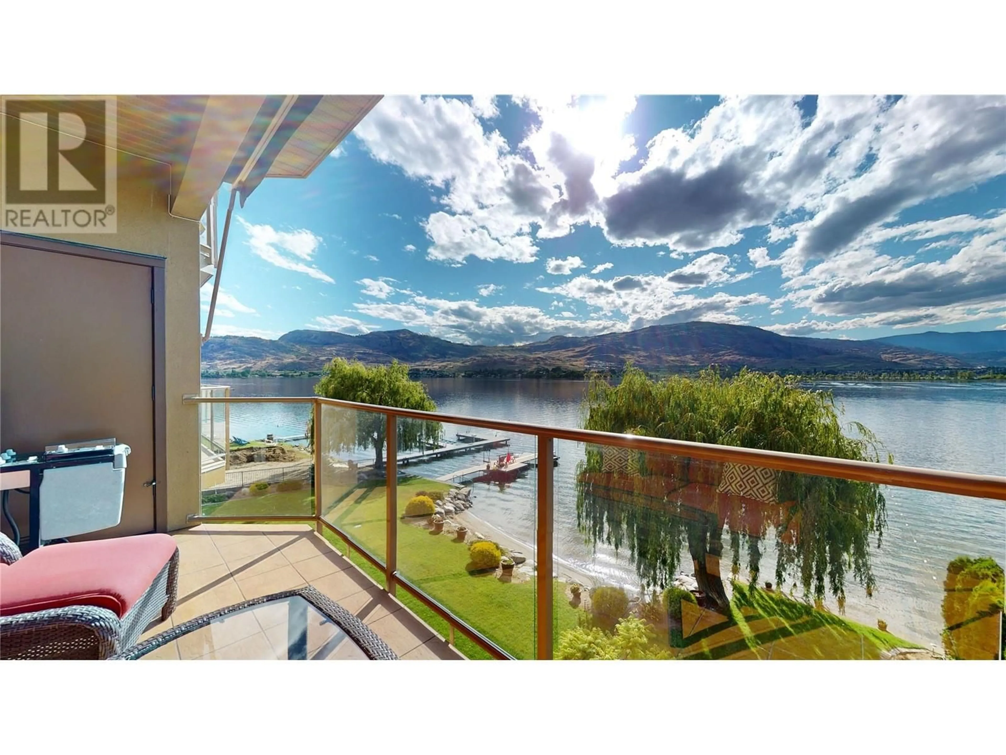 Balcony in the apartment, water/lake/river/ocean view for 304 - 2418 LAKESHORE DRIVE, Osoyoos British Columbia V0H1V6