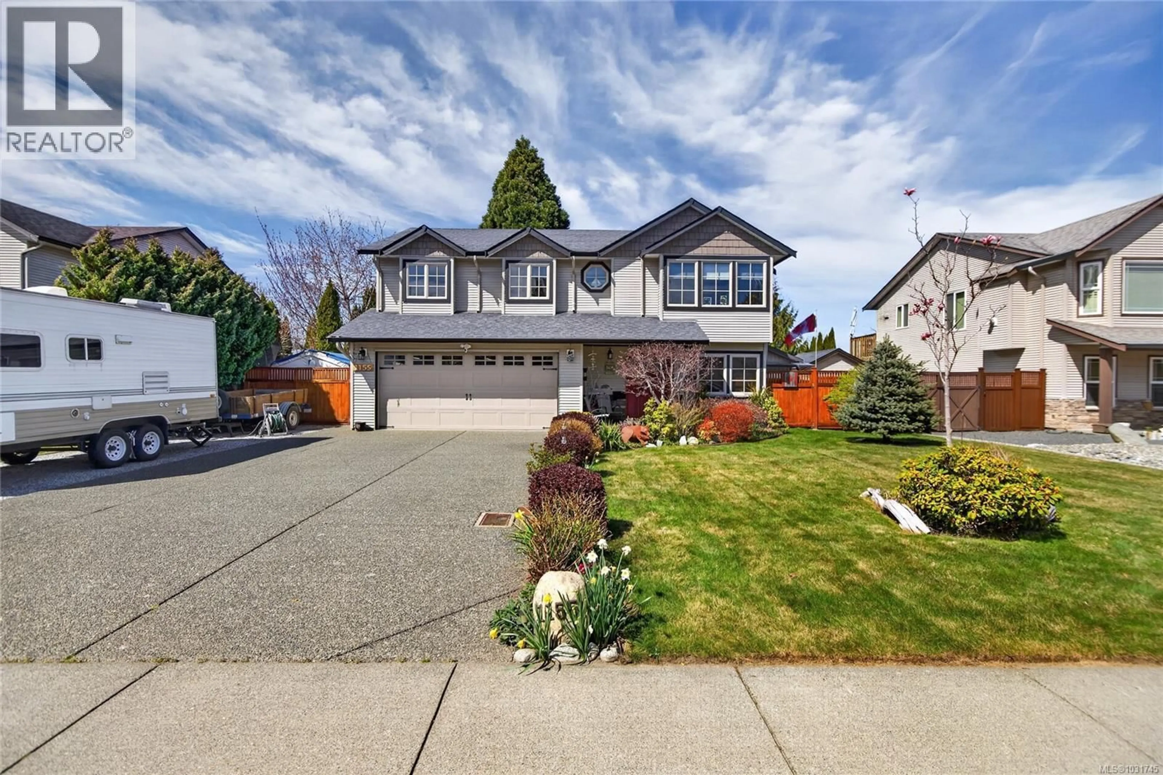 Home with vinyl exterior material, street for 1155 HORNBY PLACE, Courtenay British Columbia V9N8X4