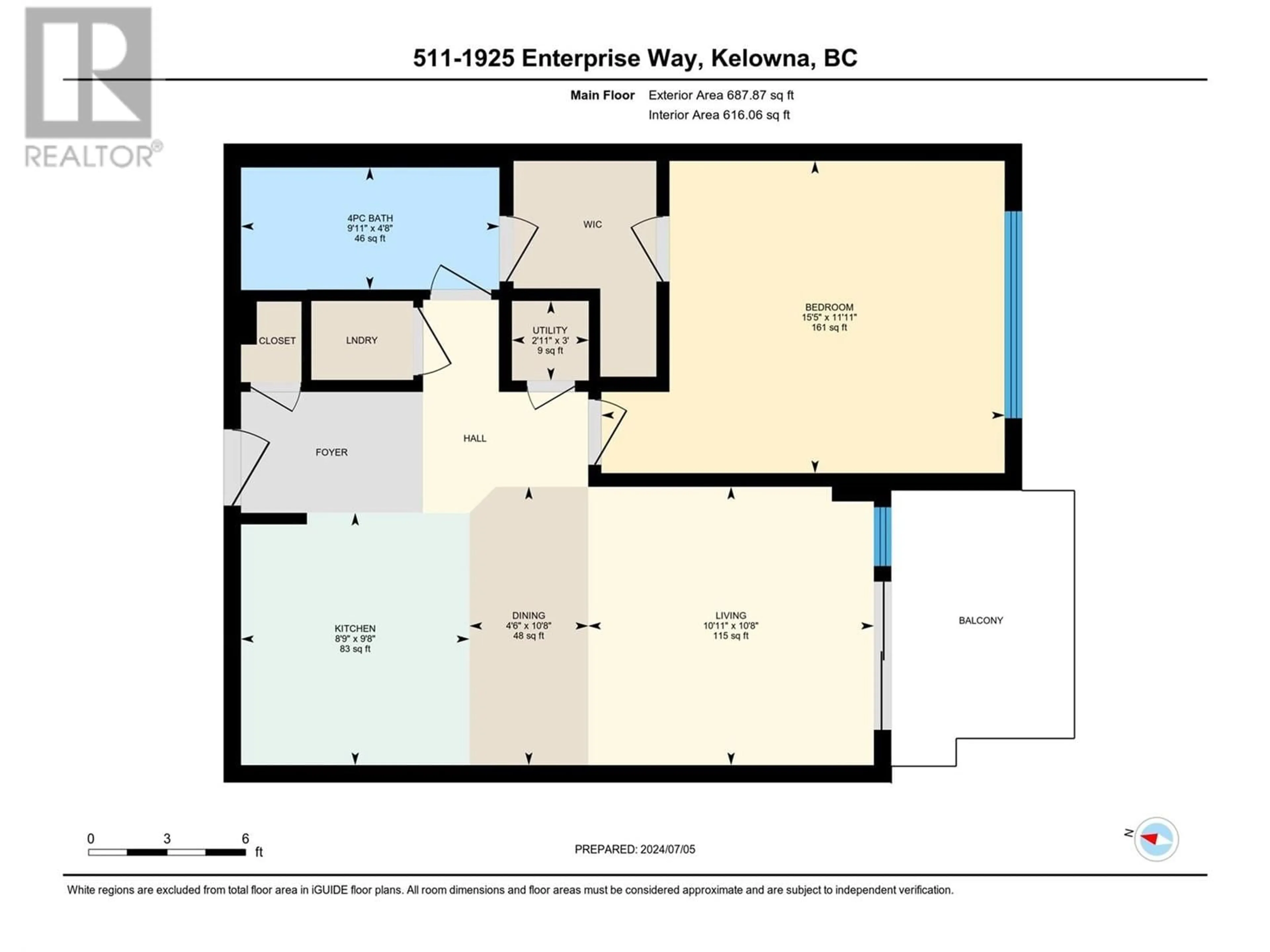 Floor plan for 1925 Enterprise Way Unit# 511, Kelowna British Columbia V1Y0J8