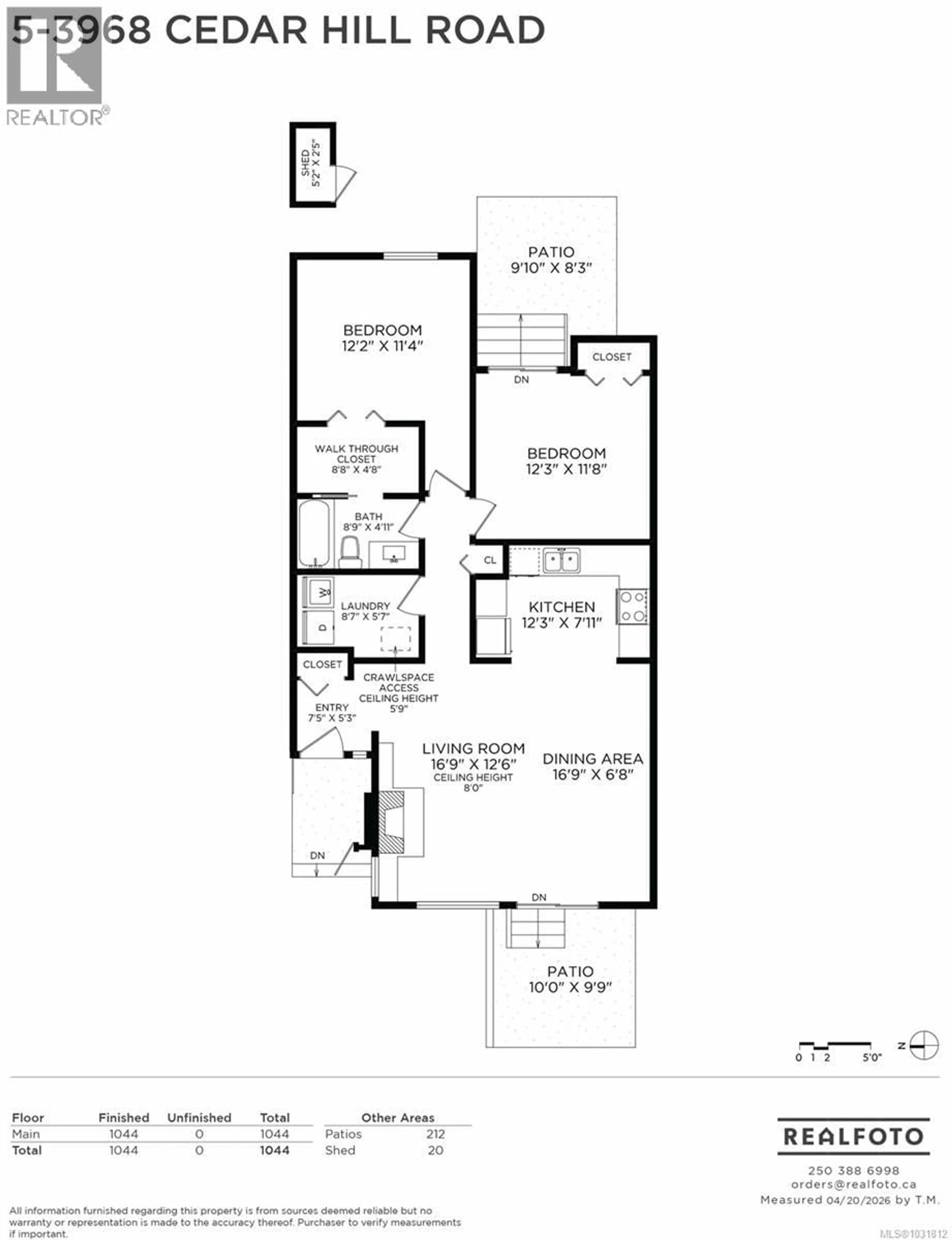 Floor plan for 5 - 3968 CEDAR HILL ROAD, Saanich British Columbia V8N3B8