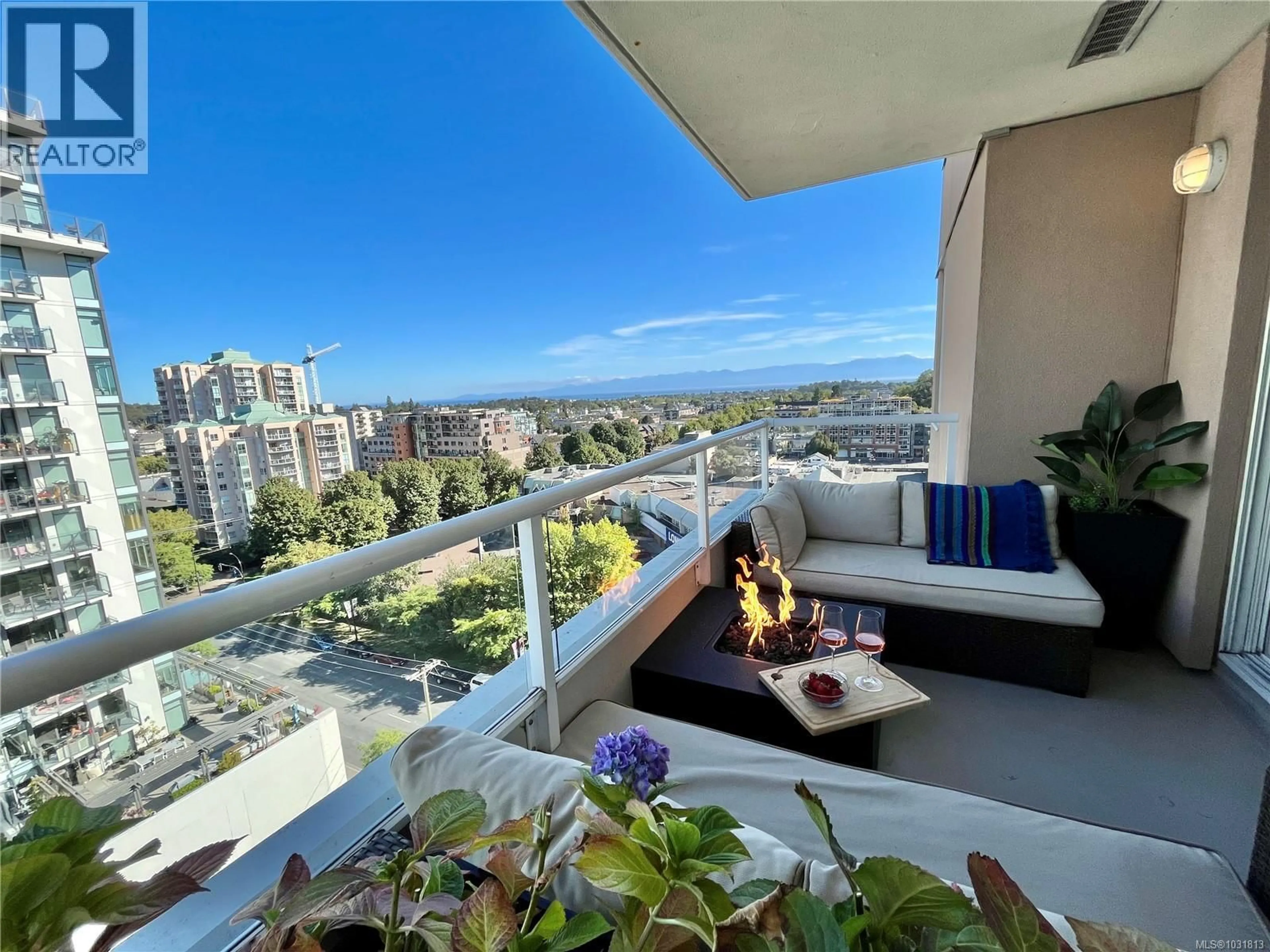 Balcony in the apartment, city buildings view from balcony for 1203 - 930 YATES STREET, Victoria British Columbia V8V3M2