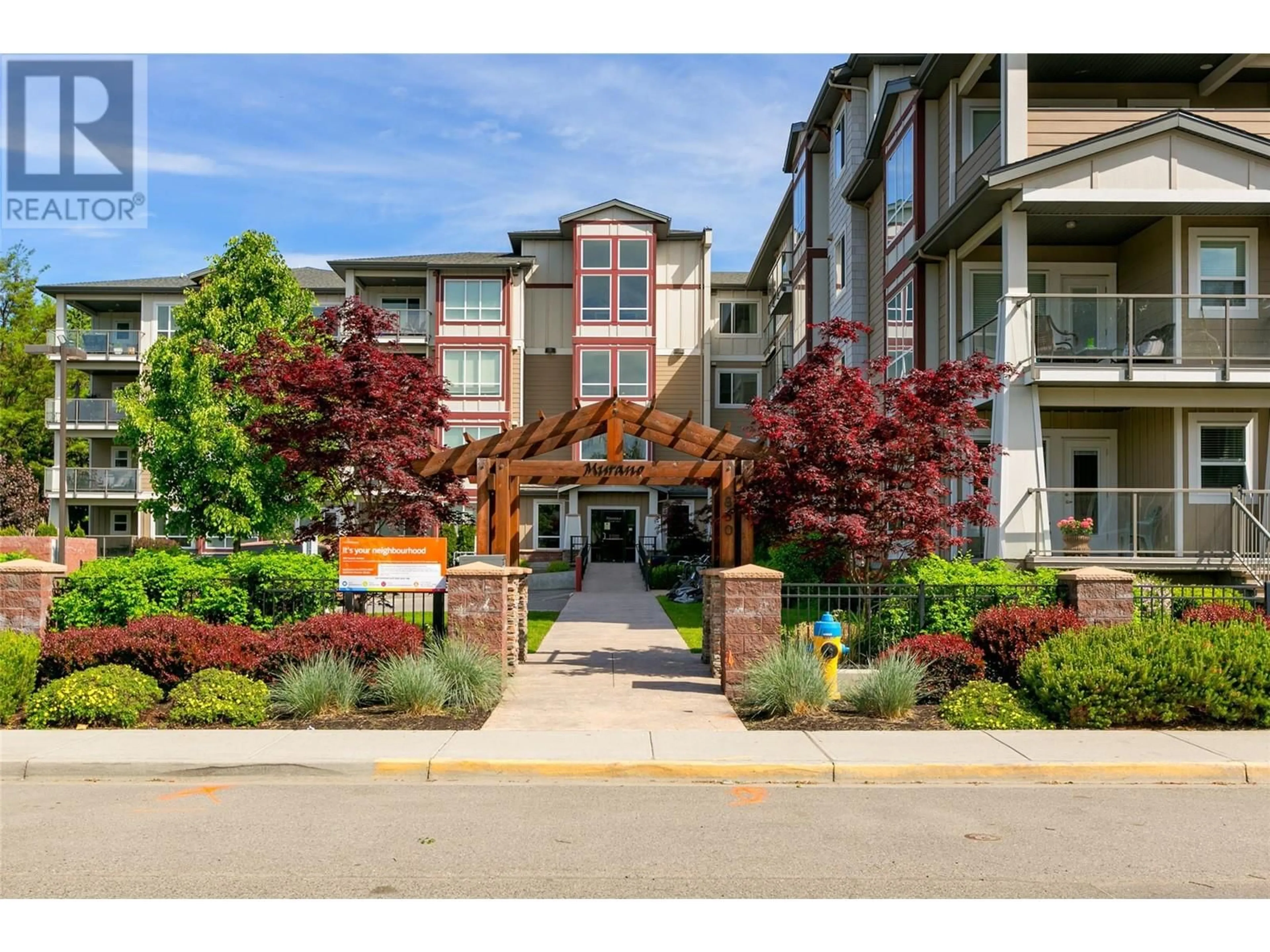 A pic from exterior of the house or condo, the street view for 850 Saucier Avenue Unit# 220, Kelowna British Columbia V1Y6A3