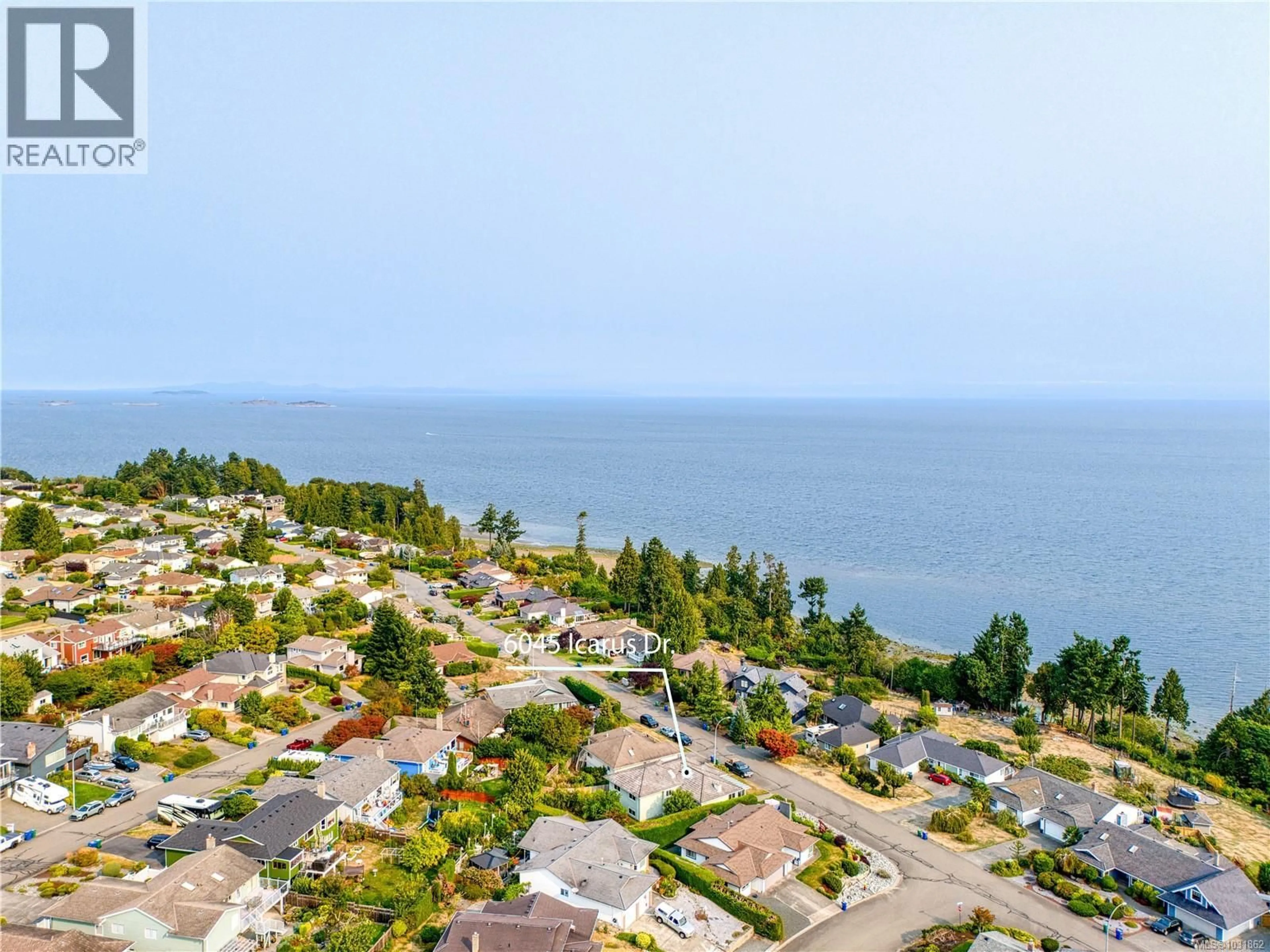 A pic from outside/outdoor area/front of a property/back of a property/a pic from drone, water/lake/river/ocean view for 6045 ICARUS DRIVE, Nanaimo British Columbia V9V1B7