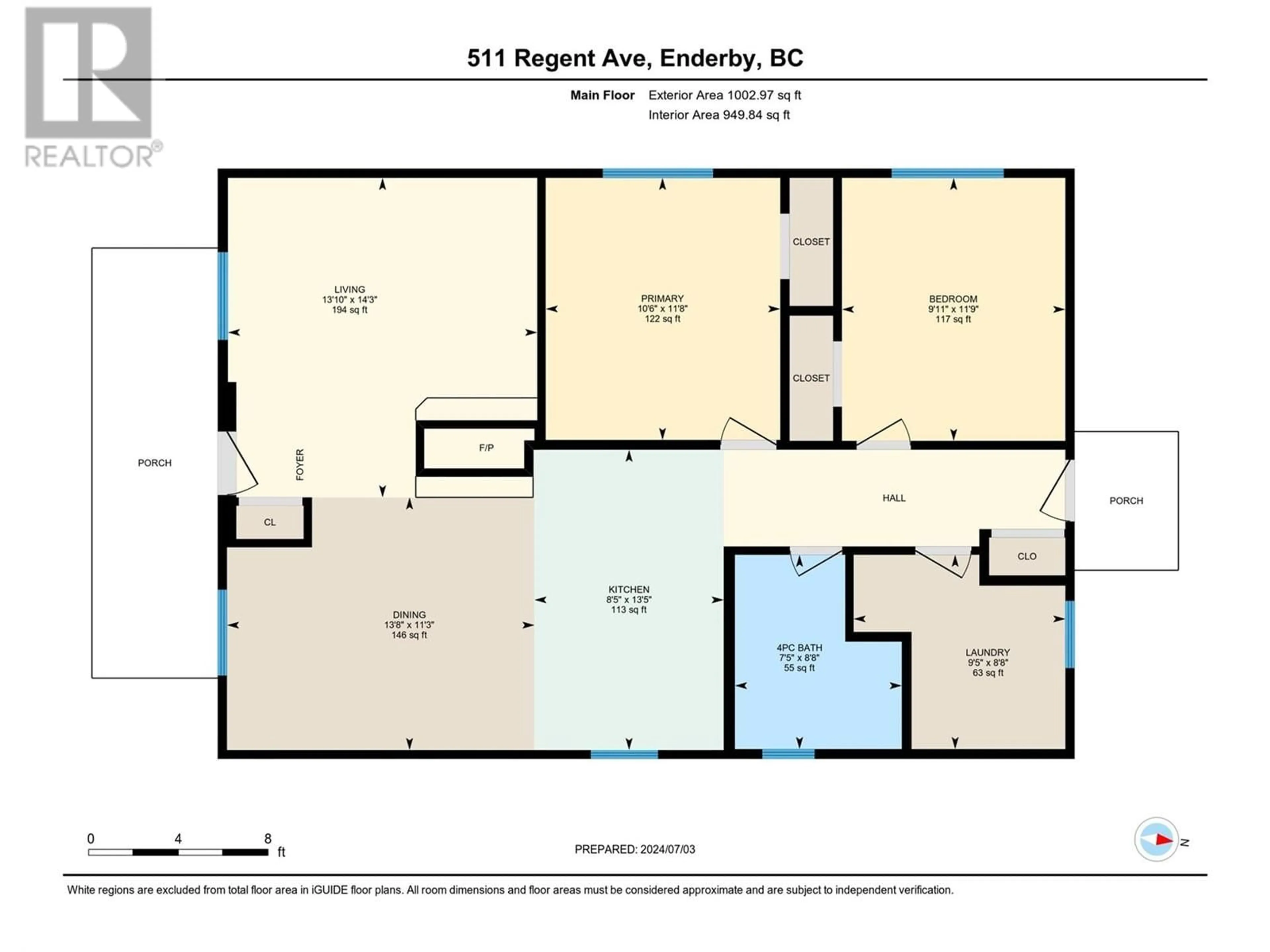 Floor plan for 511 Regent Avenue, Enderby British Columbia V0E1V0