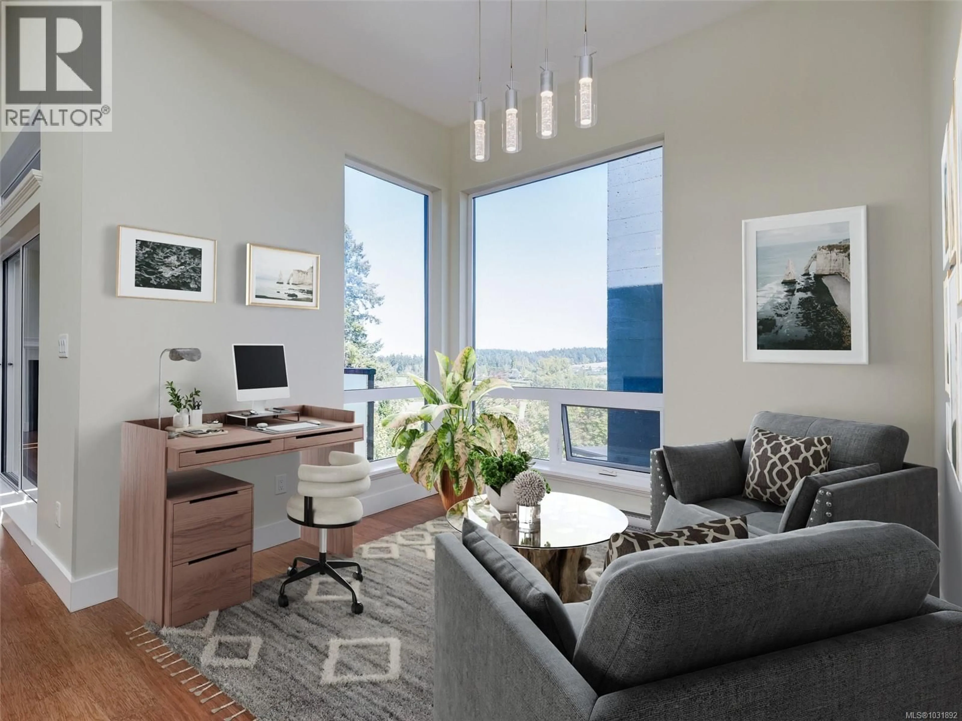 Living room with furniture, wood/laminate floor for 302 - 6981 EAST SAANICH ROAD, Central Saanich British Columbia V8Z5Z2