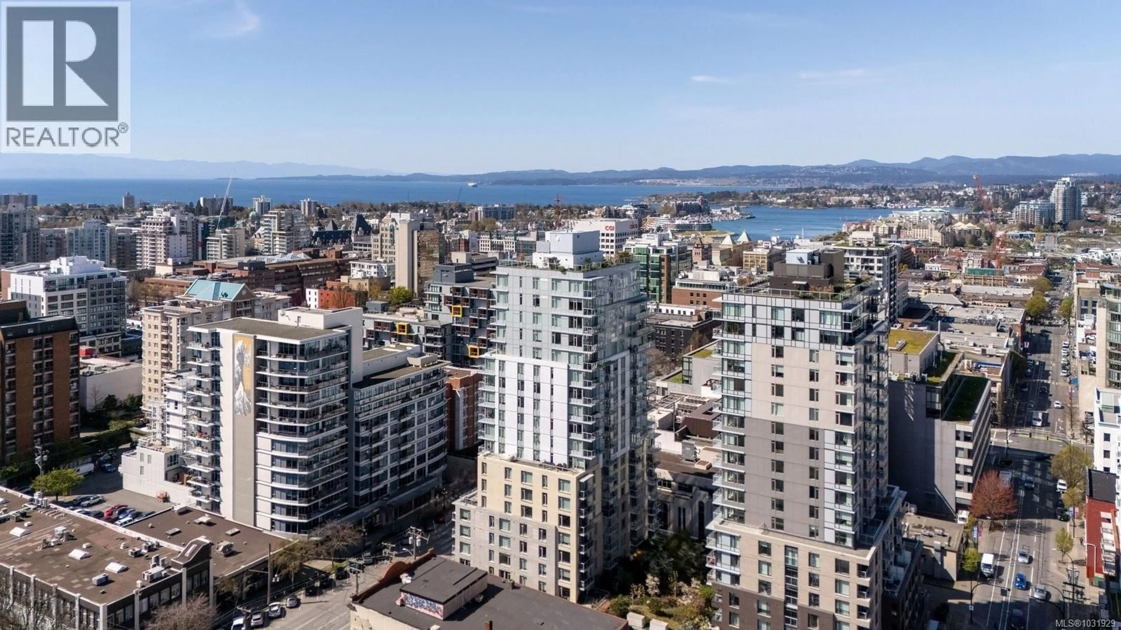 A pic from outside/outdoor area/front of a property/back of a property/a pic from drone, city buildings view from balcony for 504 - 848 YATES STREET, Victoria British Columbia V8W1L8