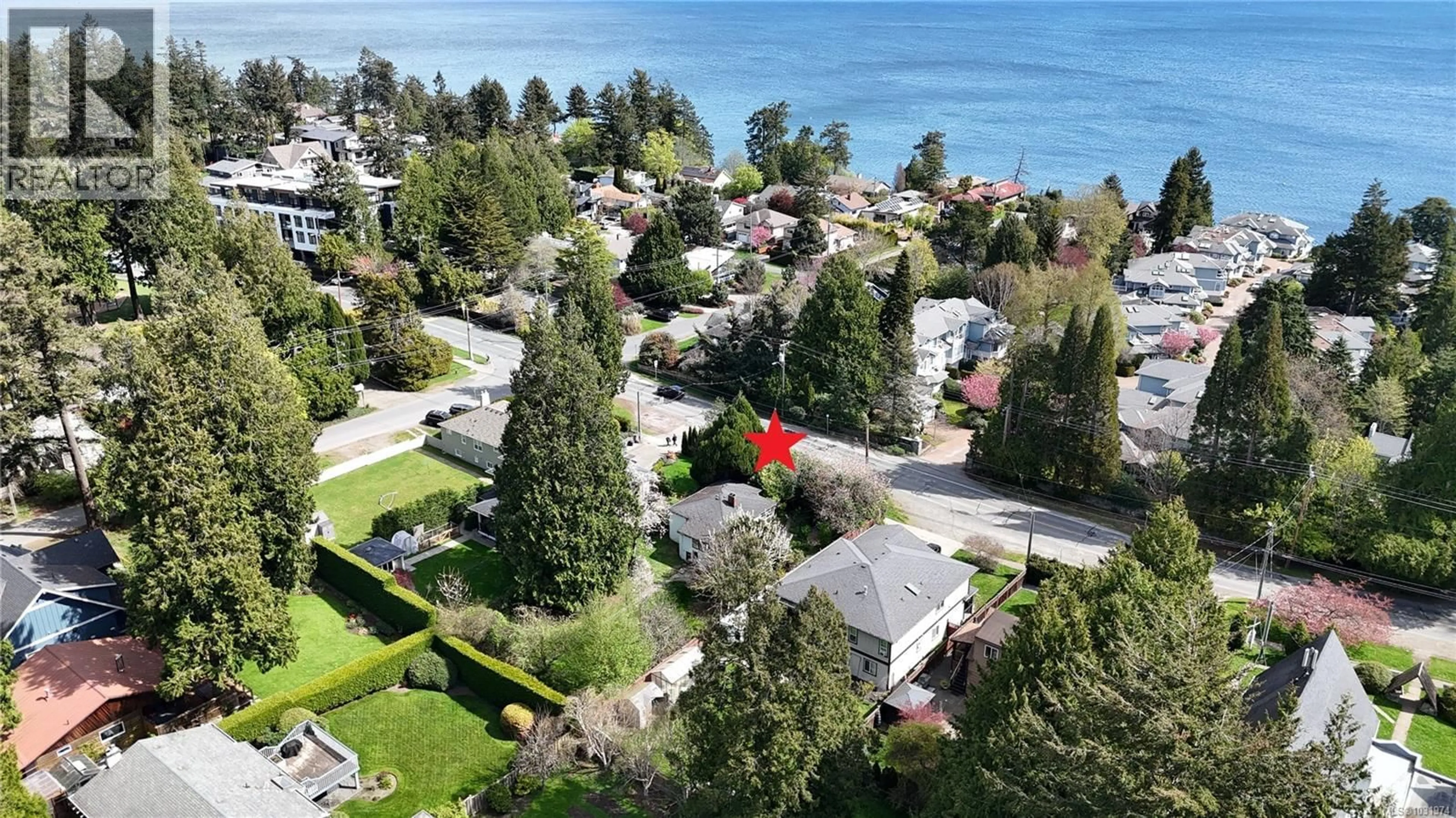 A pic from outside/outdoor area/front of a property/back of a property/a pic from drone, water/lake/river/ocean view for 5190 CORDOVA BAY ROAD, Saanich British Columbia V8Y2K8