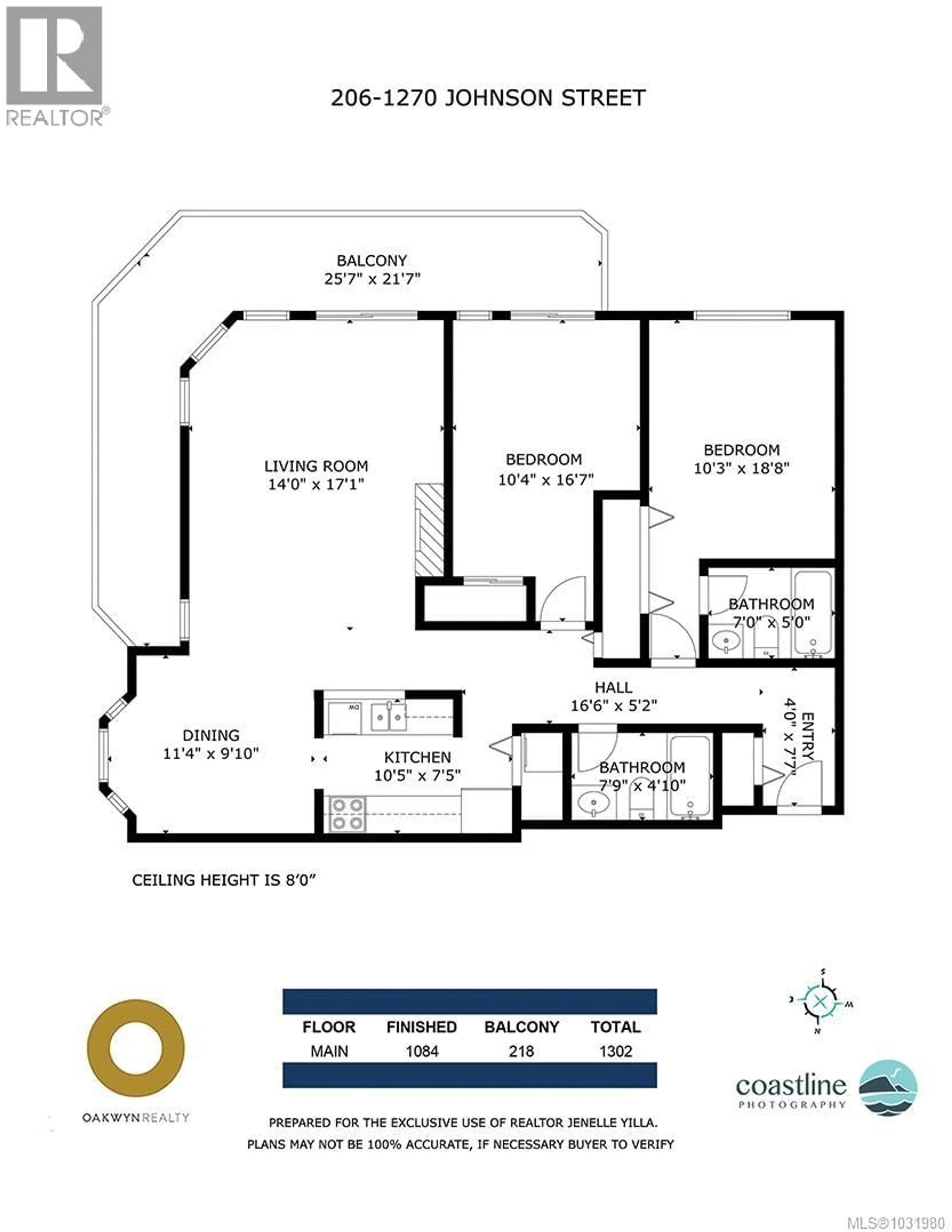 Floor plan for 206 - 1270 JOHNSON STREET, Victoria British Columbia V8V3P1