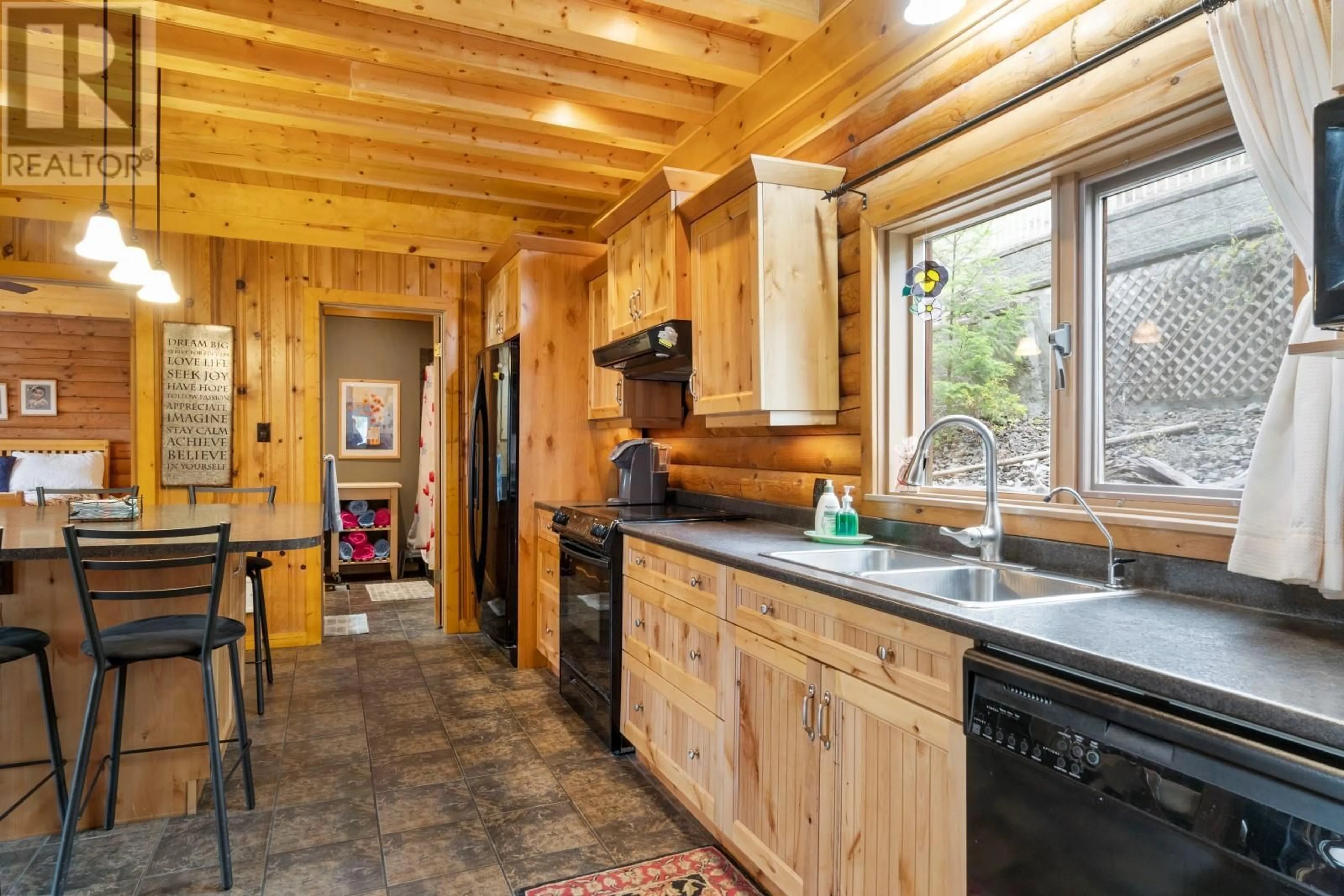 Rustic kitchen, wood floors, cottage for 1 Old Sicamous Road, Sicamous British Columbia V0E2V0