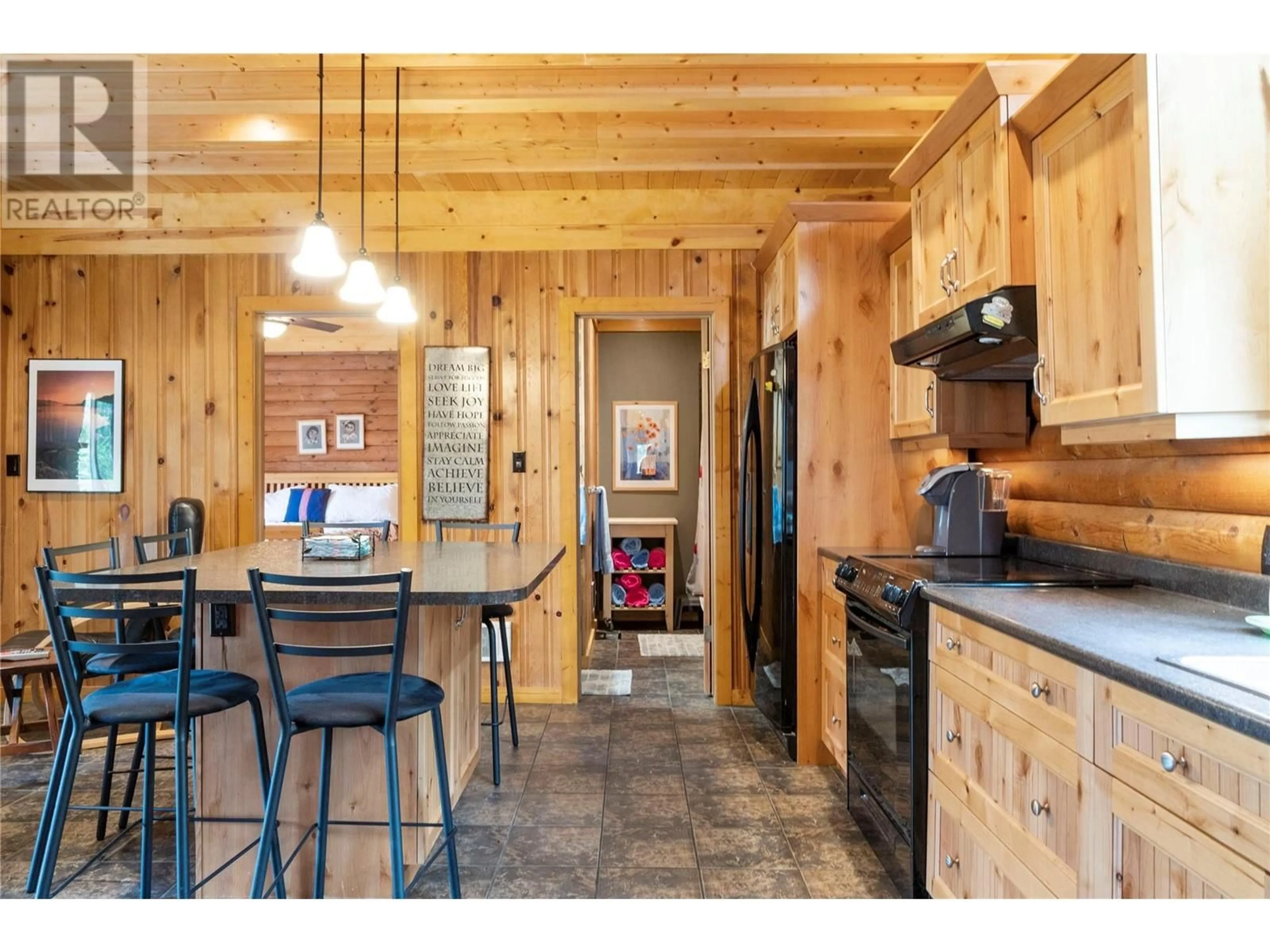 Rustic kitchen, wood floors, cottage for 1 Old Sicamous Road, Sicamous British Columbia V0E2V0