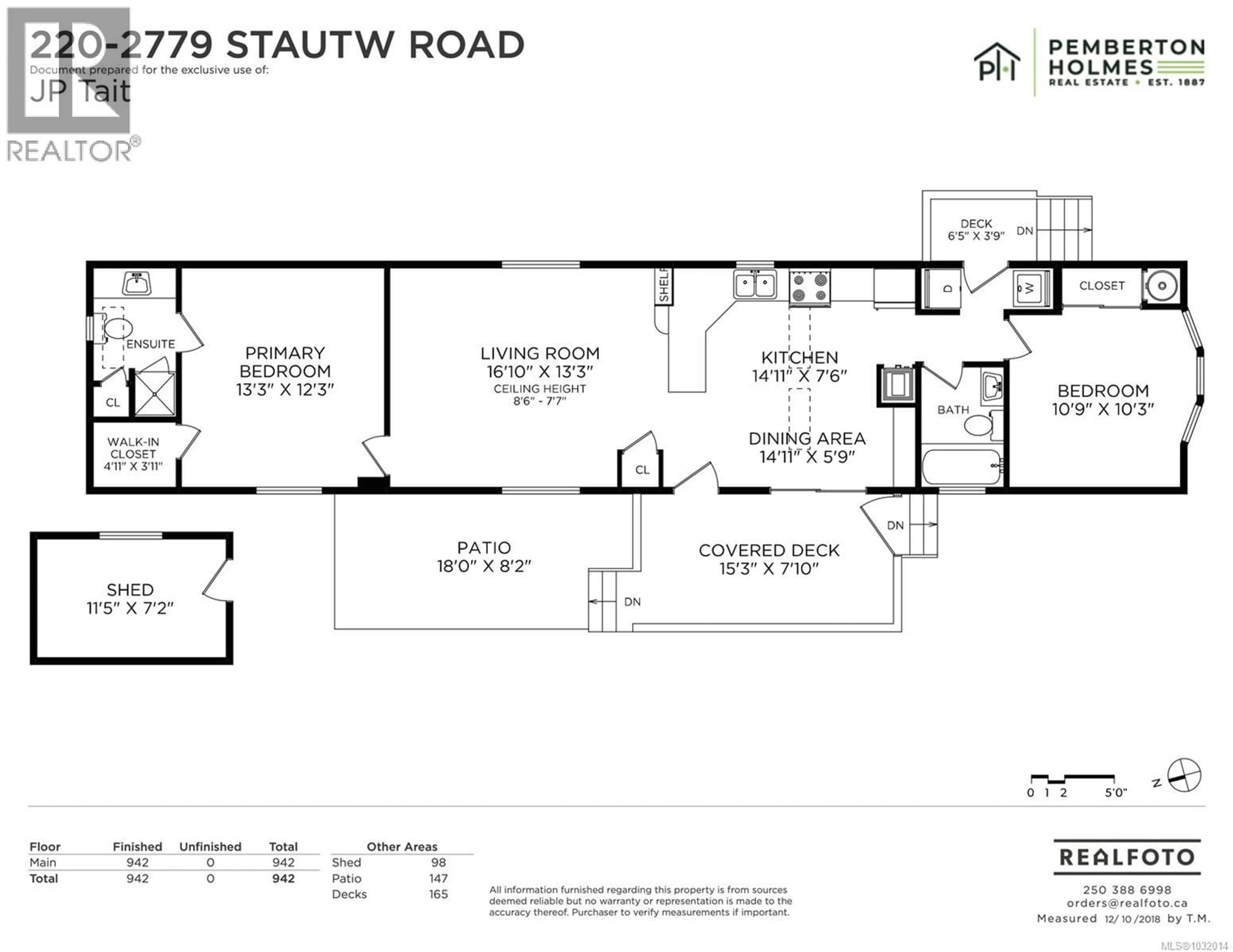 Floor plan for 220 - 2779 STAUTW ROAD, Central Saanich British Columbia V8M2C8