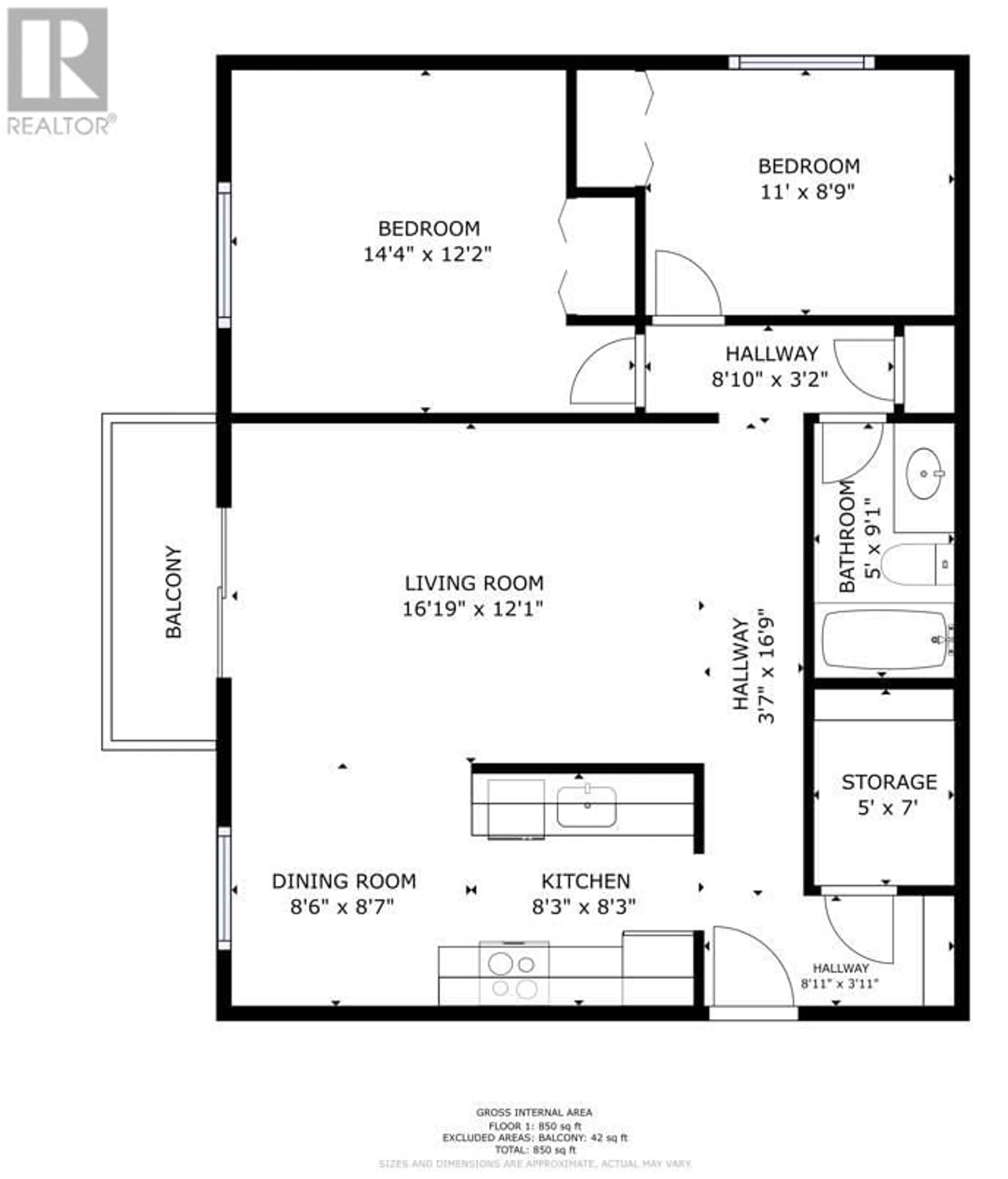 Floor plan for 150 Scarboro Road Unit# 304, Kelowna British Columbia V1X1M2