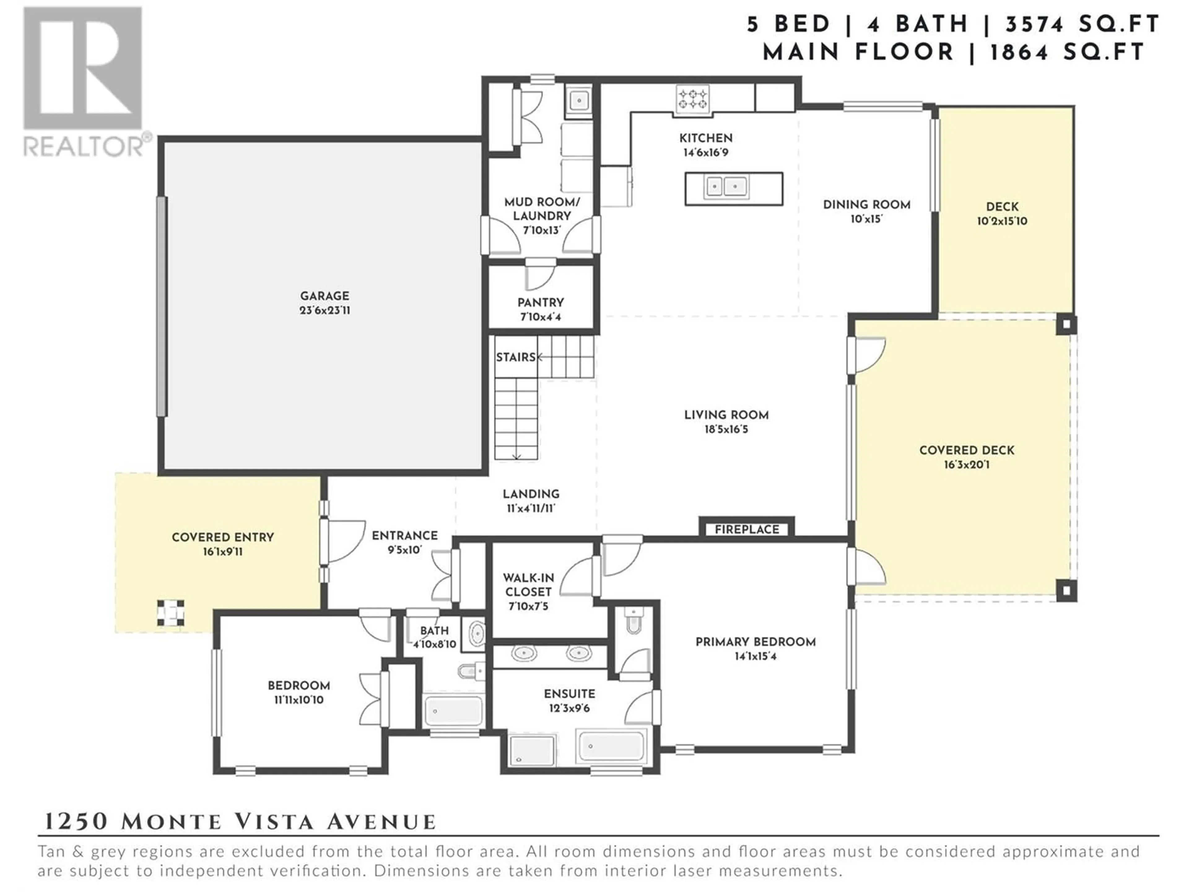 Floor plan for 1250 Monte Vista Avenue, Kelowna British Columbia V1P1S6