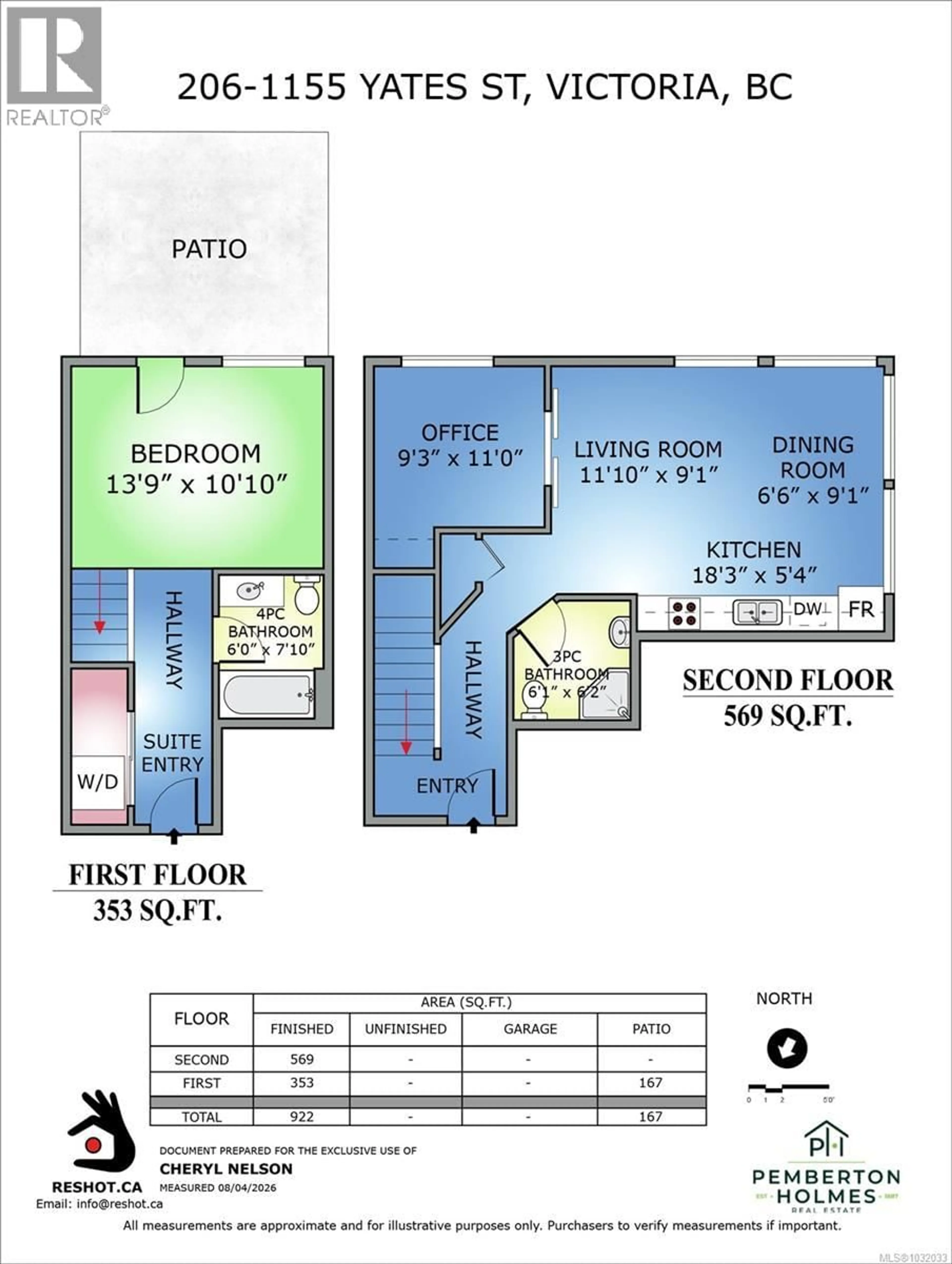 Floor plan for 206 - 1155 YATES STREET, Victoria British Columbia V8V3N1