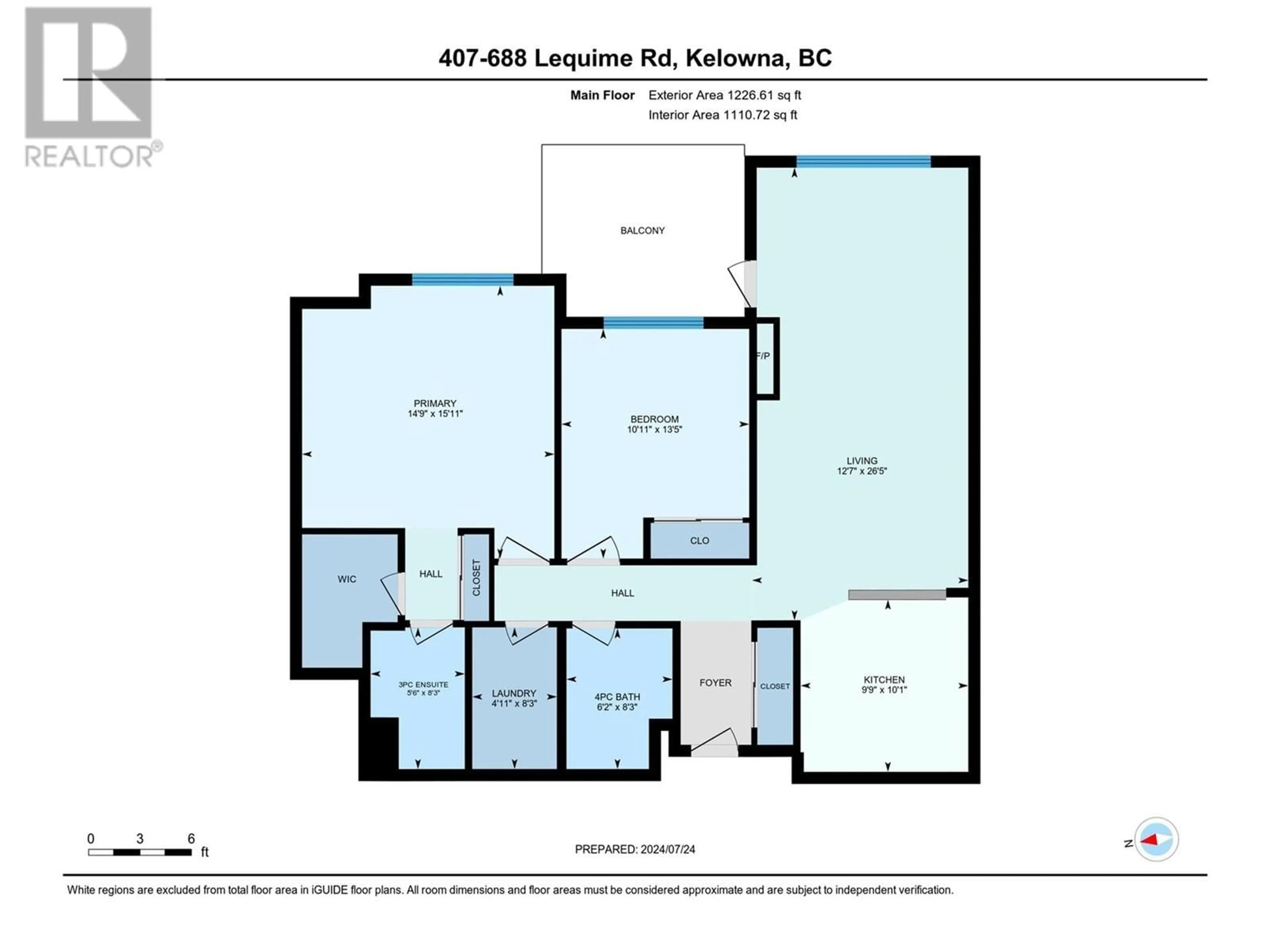 Floor plan for 688 Lequime Road Unit# 407, Kelowna British Columbia V1W1A4