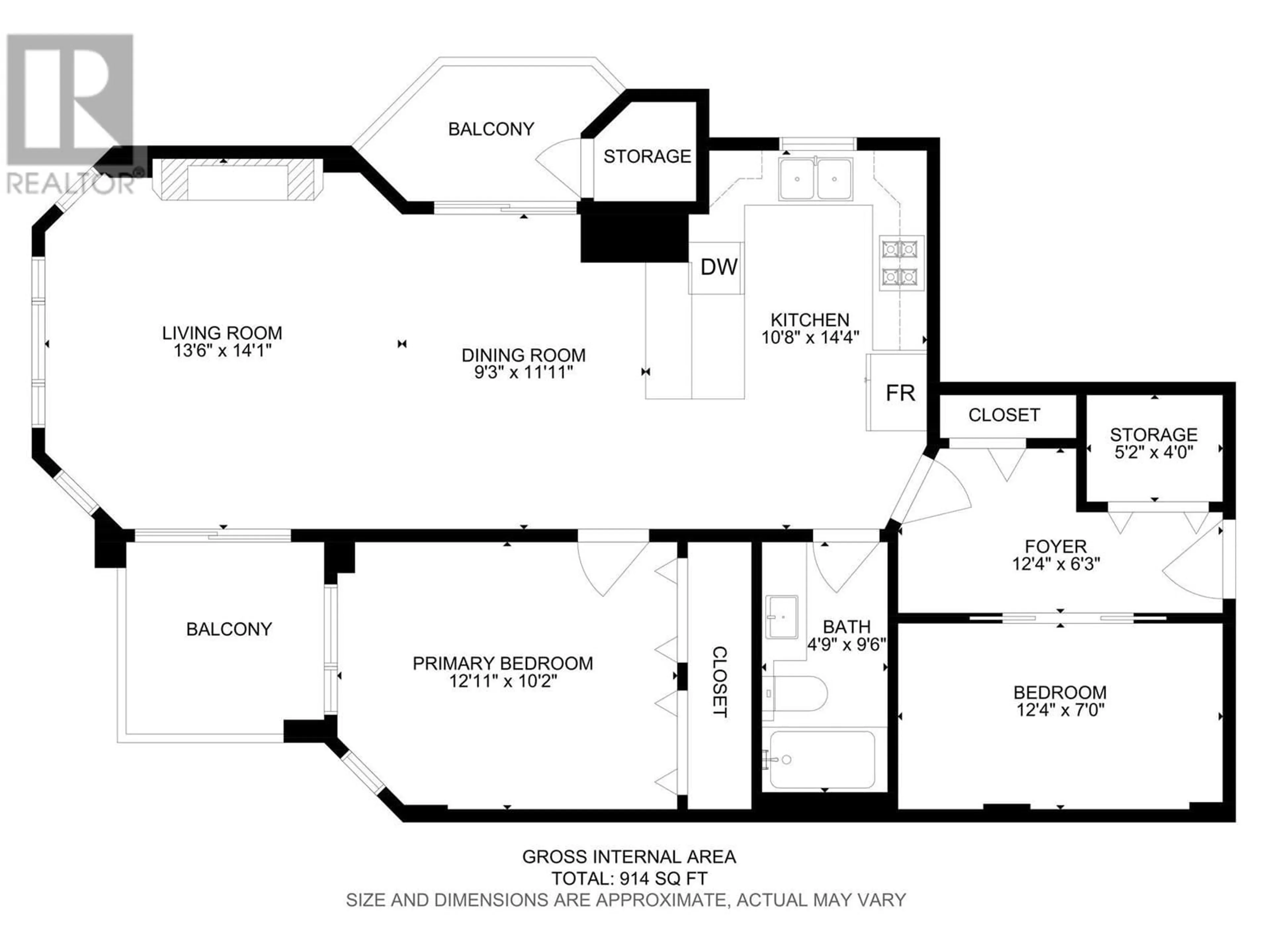 Floor plan for 1128 Sunset Drive Unit# 905, Kelowna British Columbia V1Y9W7