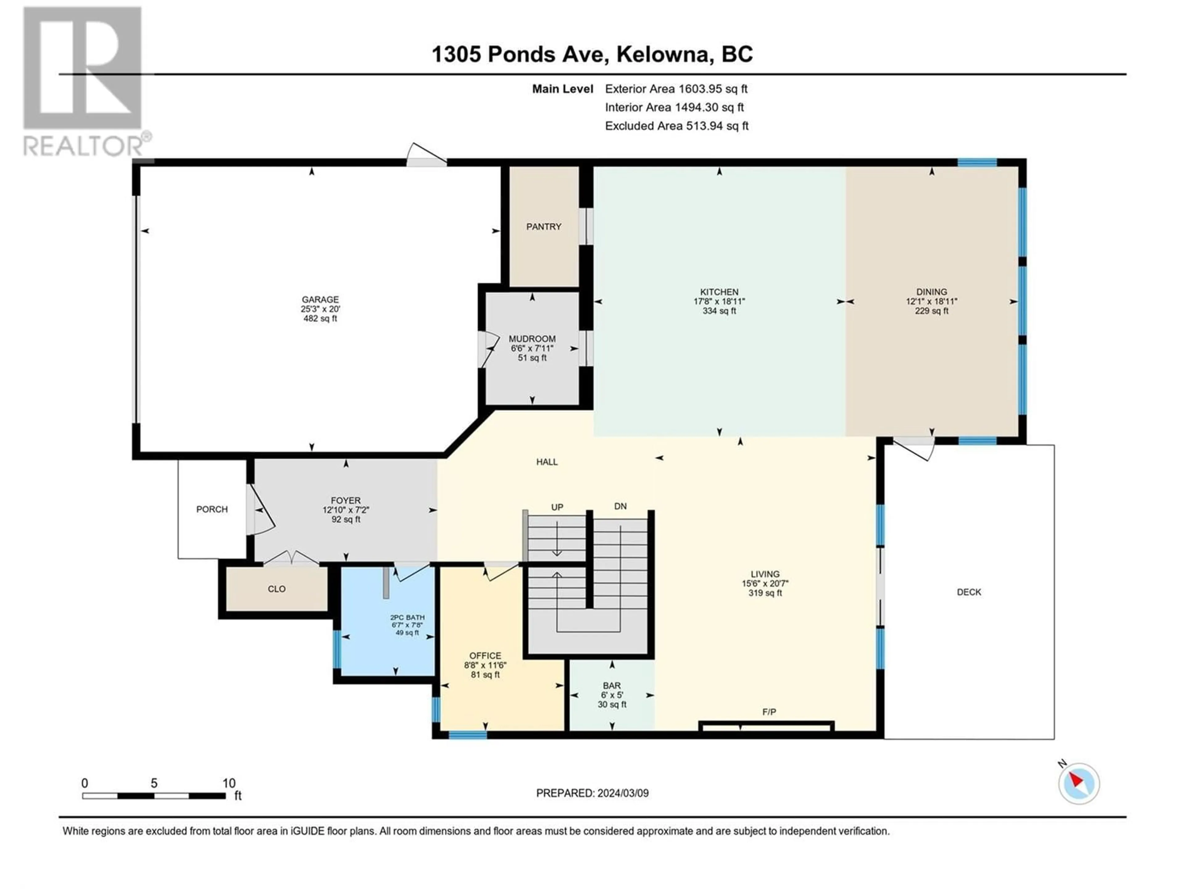 Floor plan for 1305 Ponds Avenue, Kelowna British Columbia V1W5N1