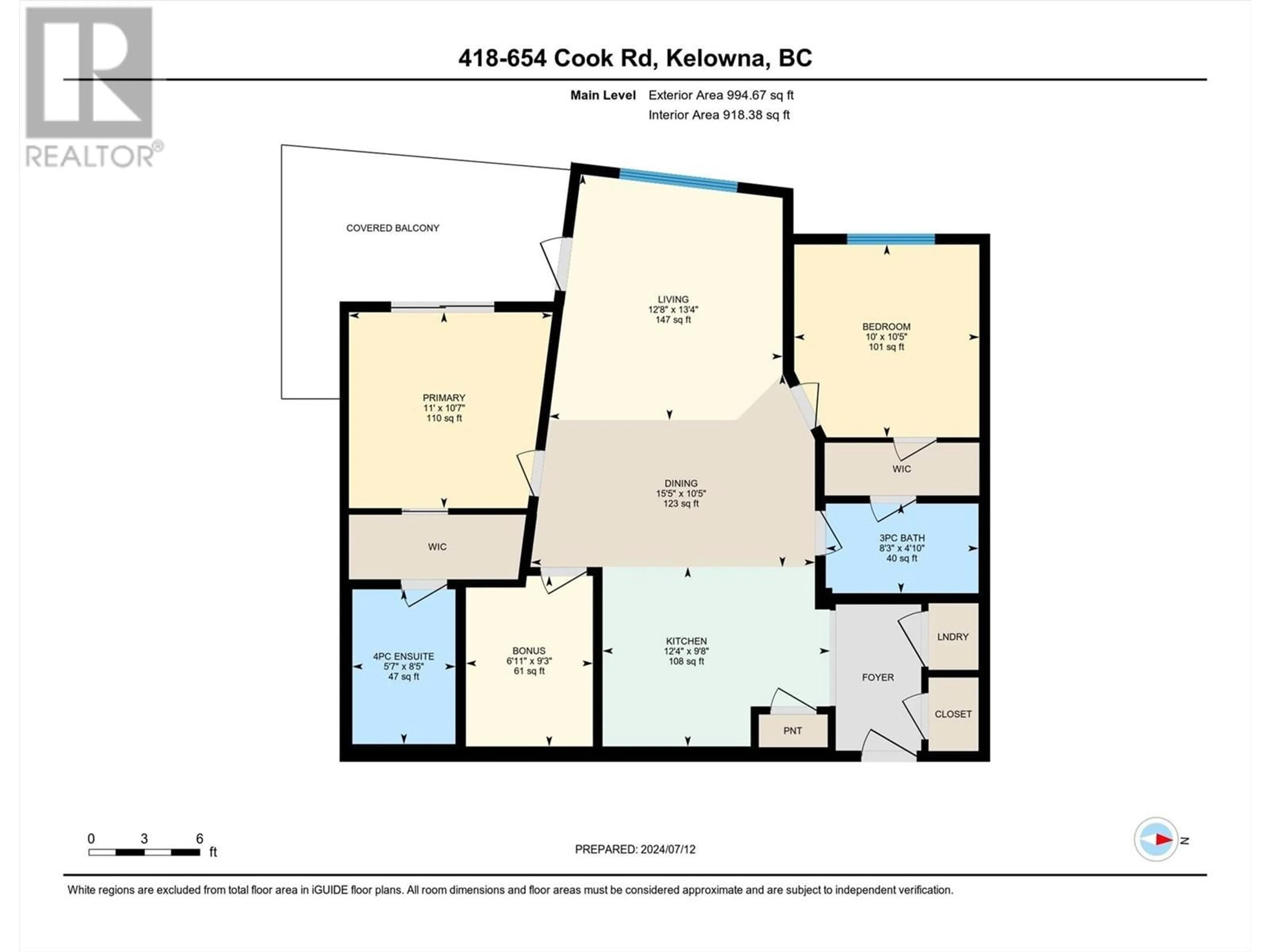 Floor plan for 654 Cook Road Unit# 418, Kelowna British Columbia V1W3G7