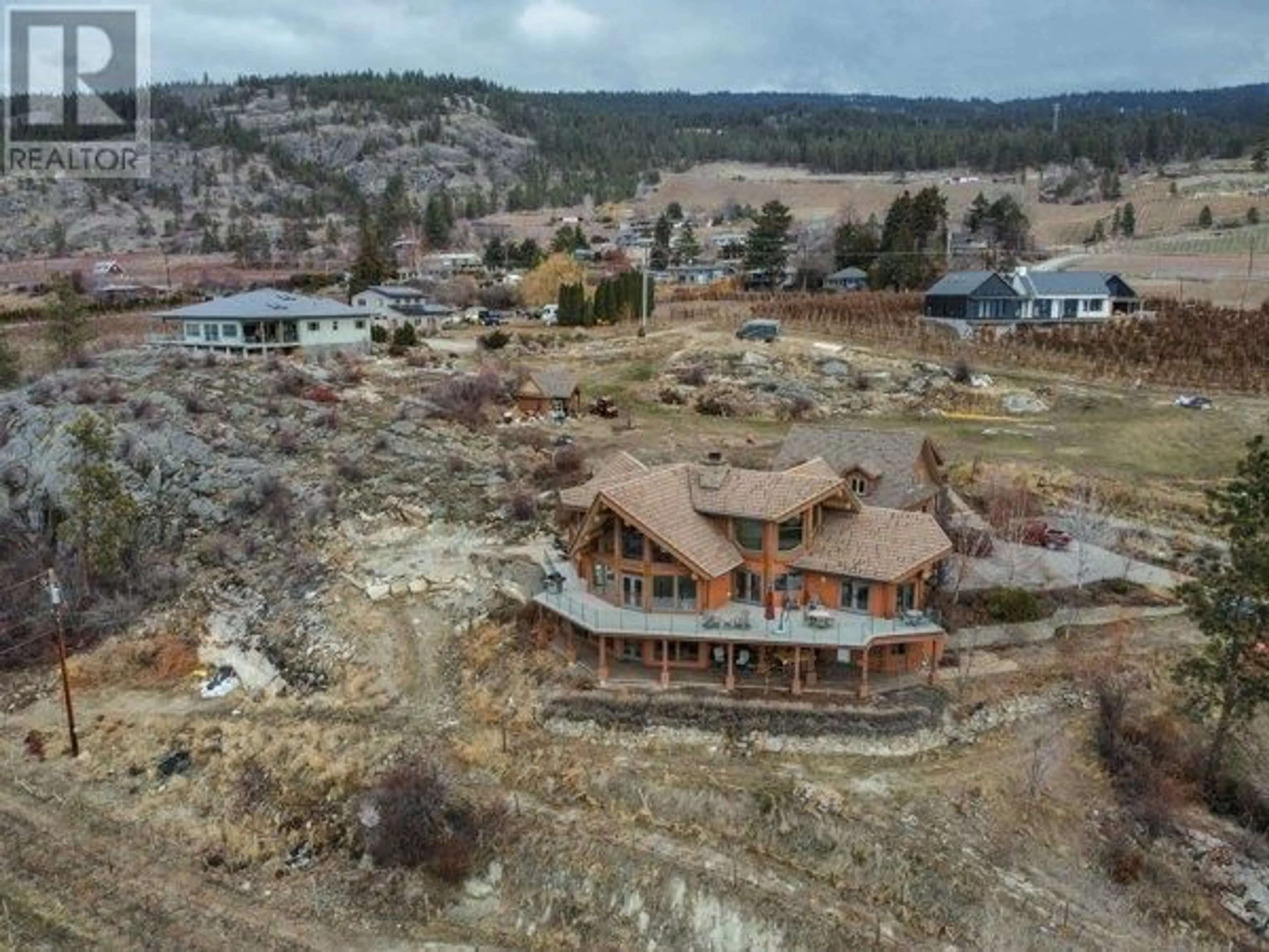 A pic from outside/outdoor area/front of a property/back of a property/a pic from drone, mountain view for 3700 PARTRIDGE ROAD, Naramata British Columbia V0H1N0