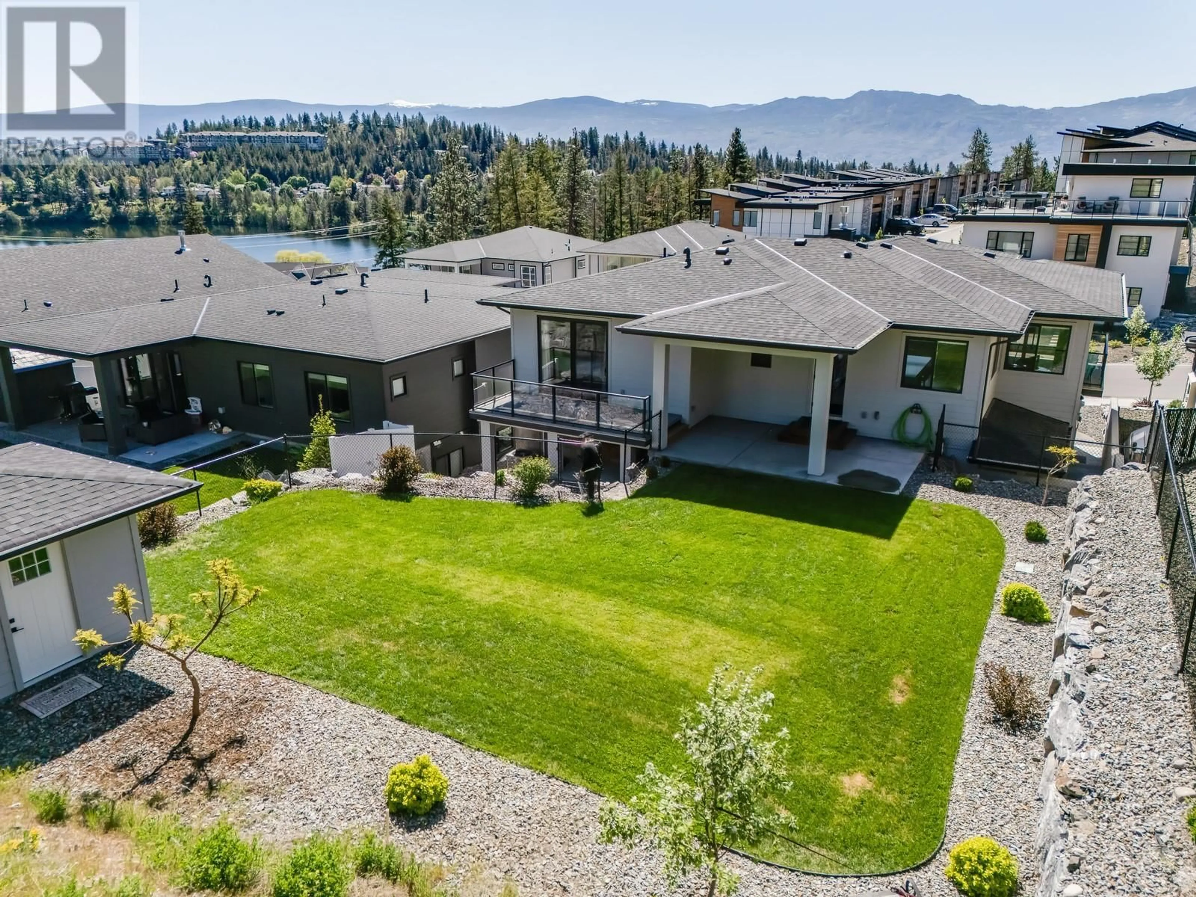A pic from outside/outdoor area/front of a property/back of a property/a pic from drone, mountain view for 2834 CANYON CREST DRIVE, West Kelowna British Columbia V4T0E3