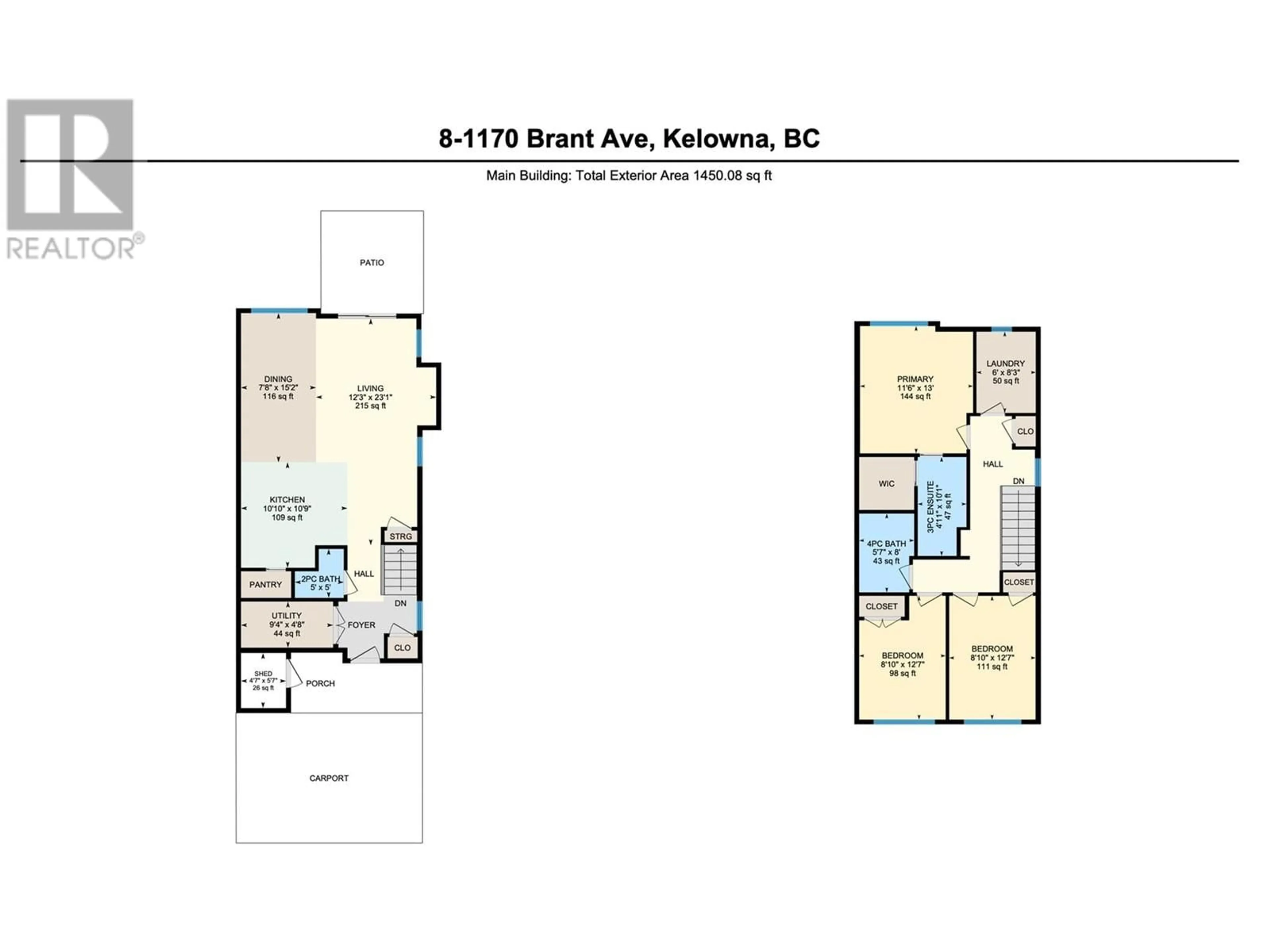 Floor plan for 1170 Brant Avenue Unit# 8, Kelowna British Columbia V1Y1N1