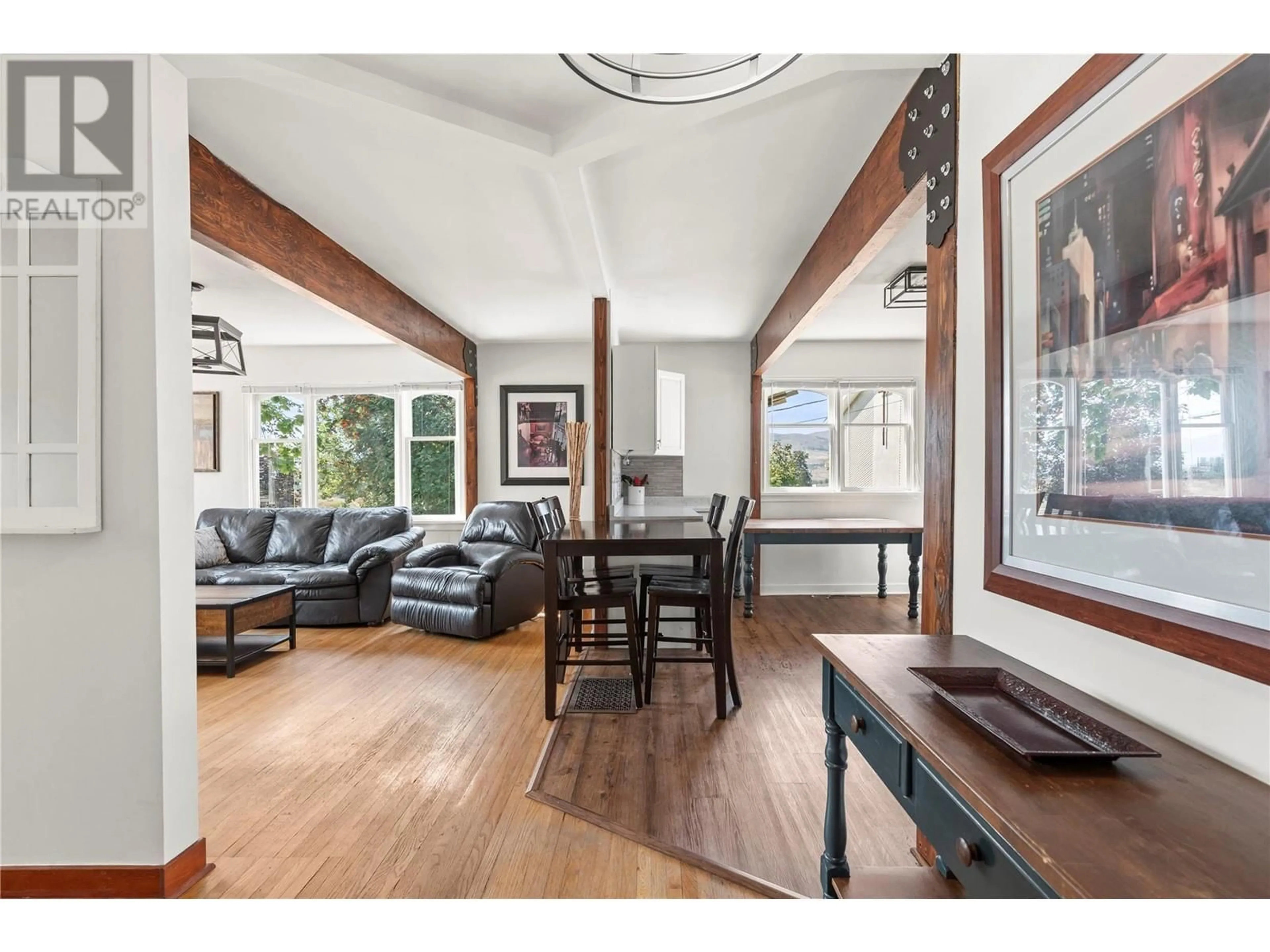 Living room, wood floors for 4957 Silver Star Road, Vernon British Columbia V1B3K3